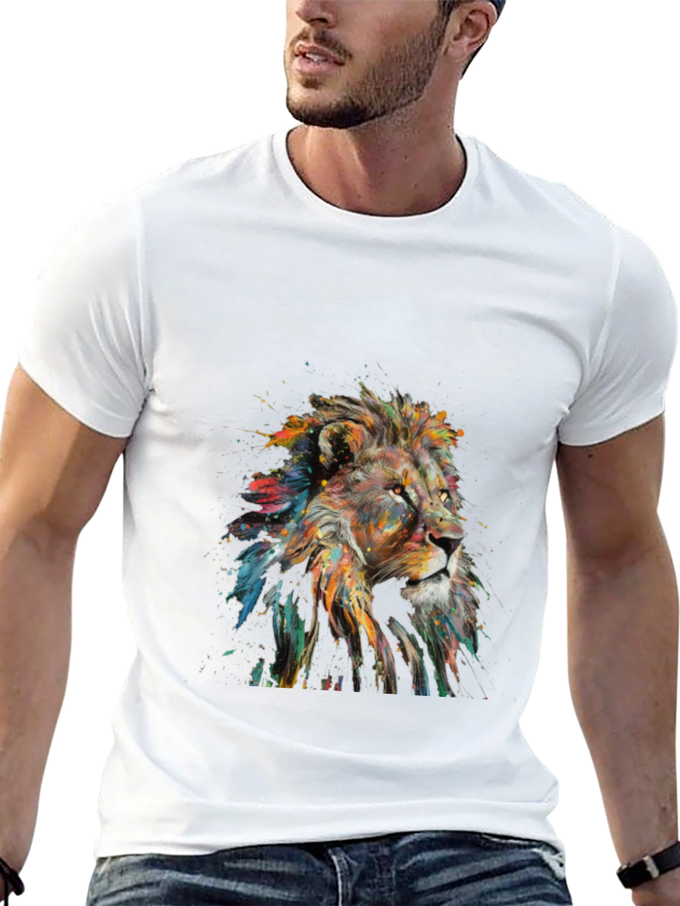 Lion Art Graphic Print T-Shirt