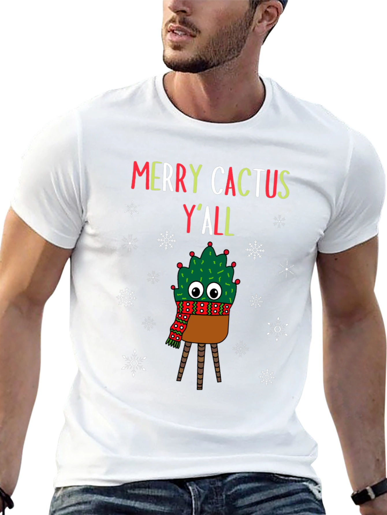 Merry Cactus Yall T-Shirt - Holiday Graphic Tee