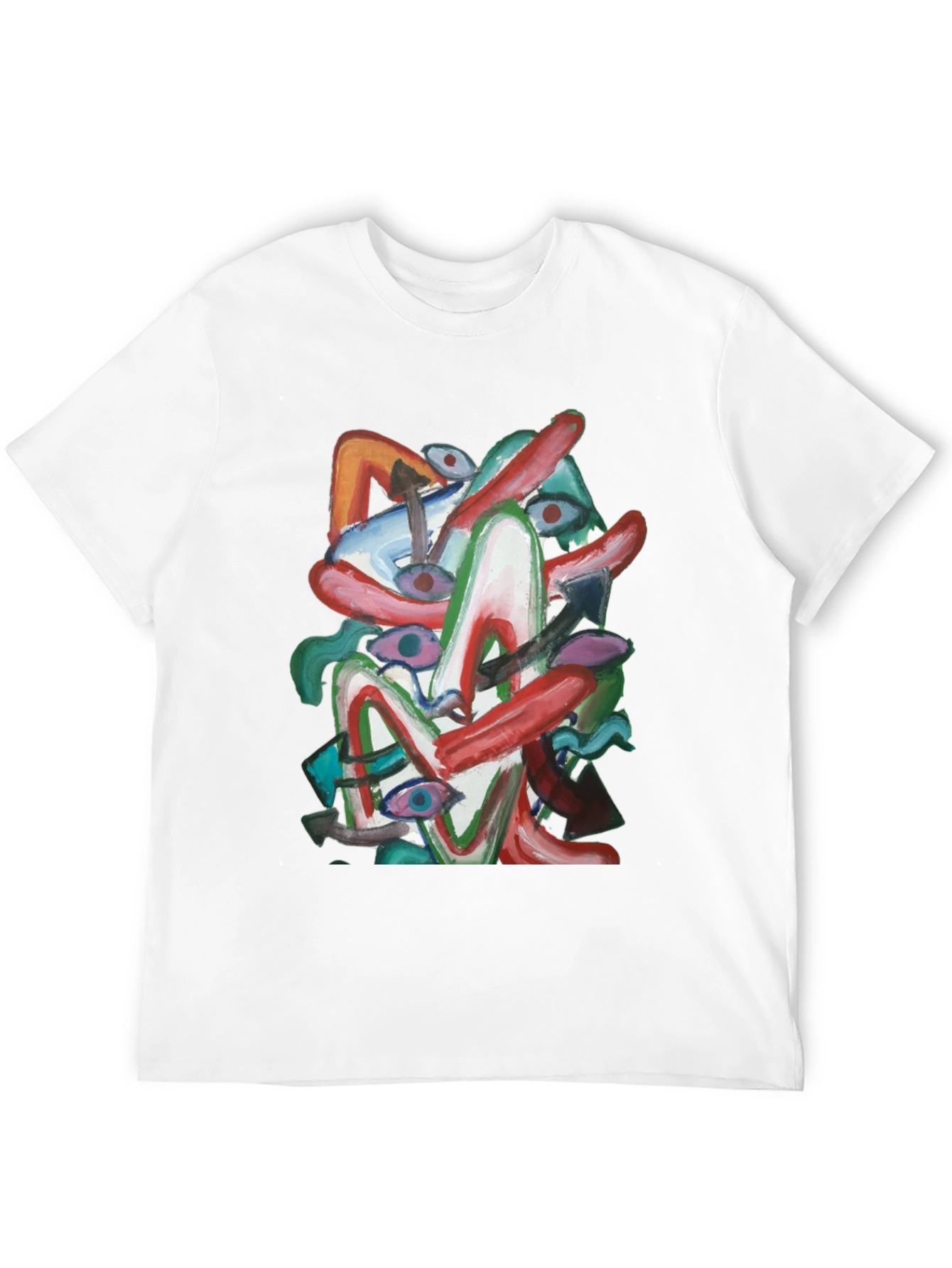 Abstract Art Graphic Tee - Black Cotton Shirt