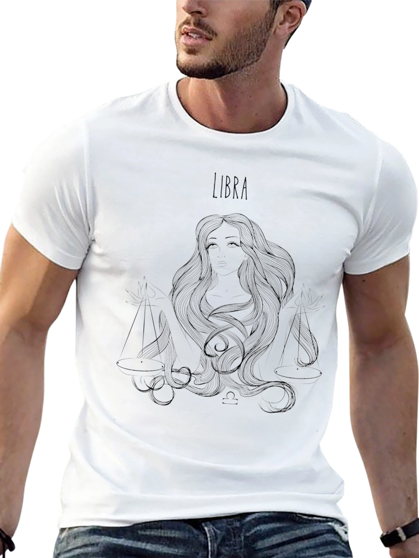 Libra Zodiac Graphic T-Shirt - Black