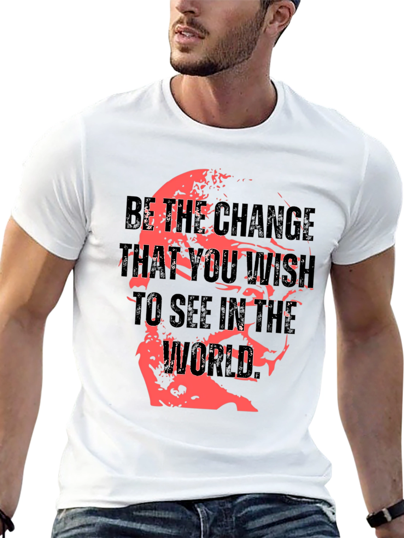 Motivational Black T-Shirt: Be the Change