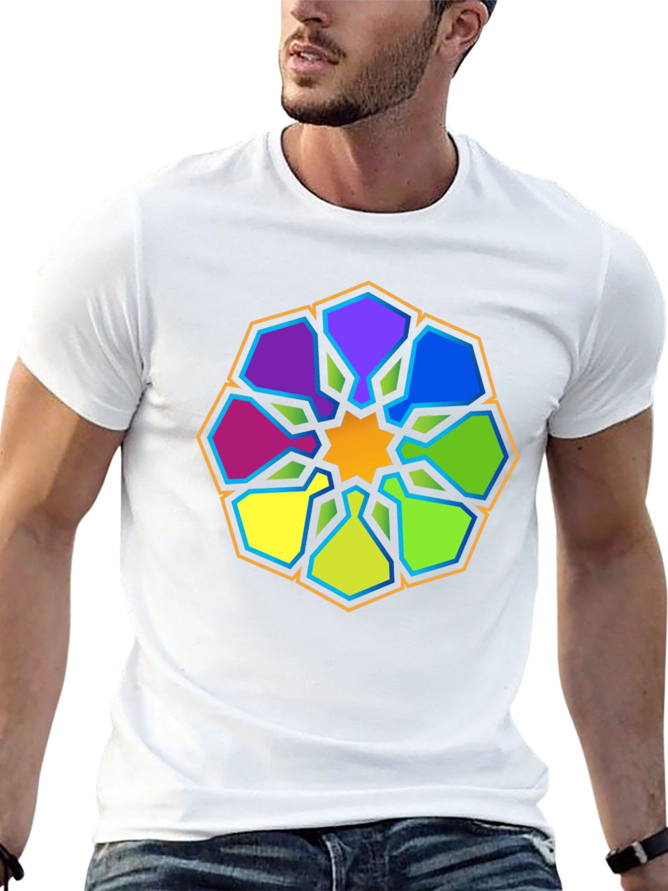 Geometric Mandala Graphic Tee - Stylish Black T-Shirt