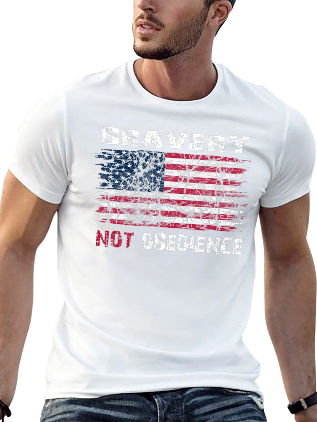 Bravery Not Obedience American Flag Graphic T-Shirt