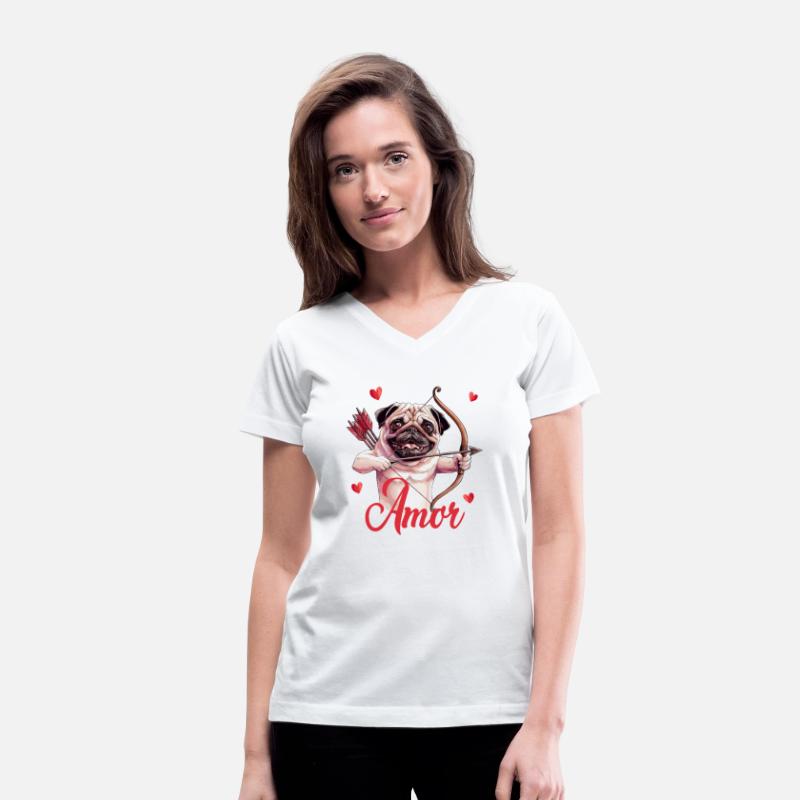 Amor Cupid Pug with Bow and Hearts