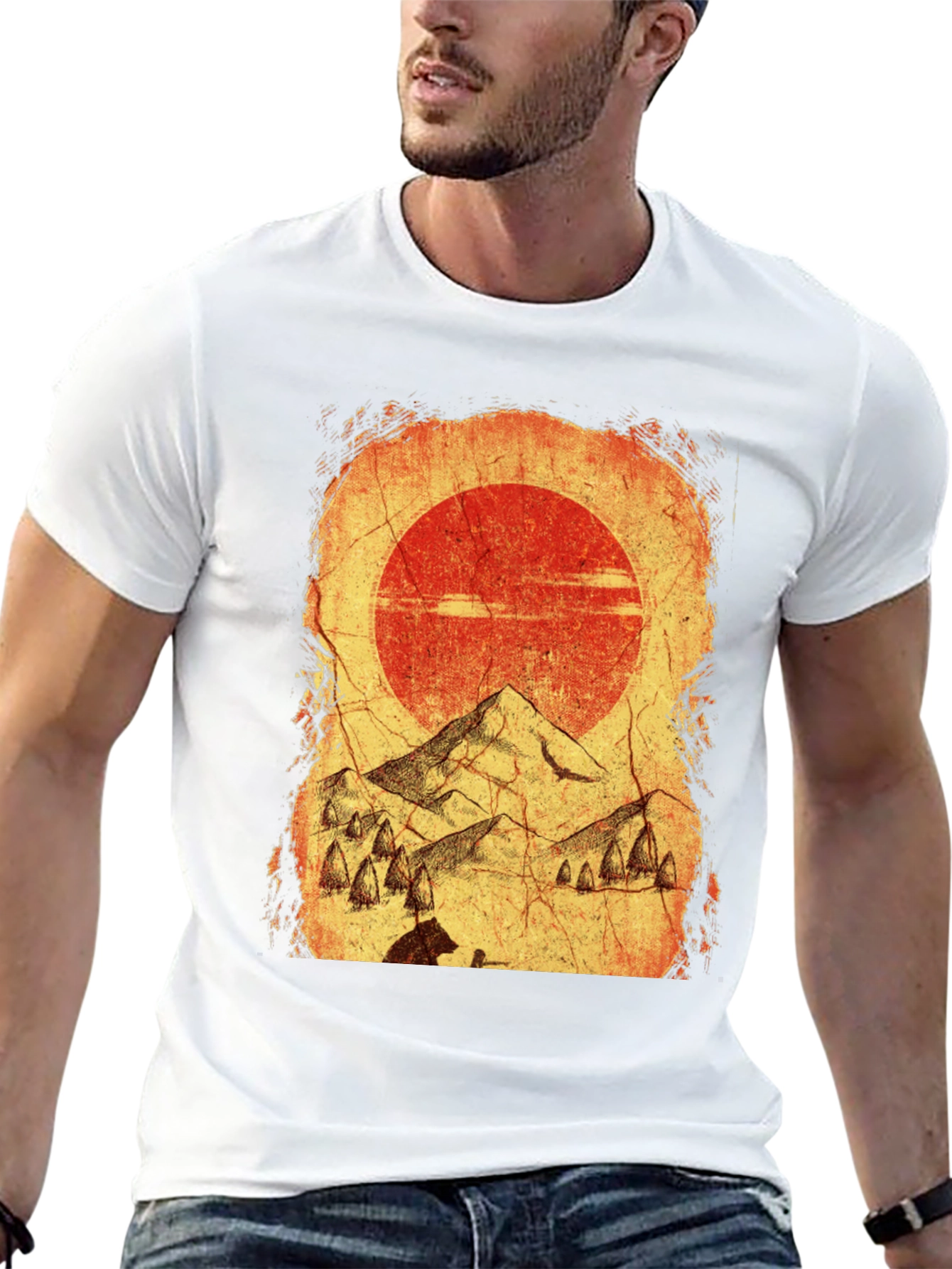 Mountain Scene Graphic Tee - Black
