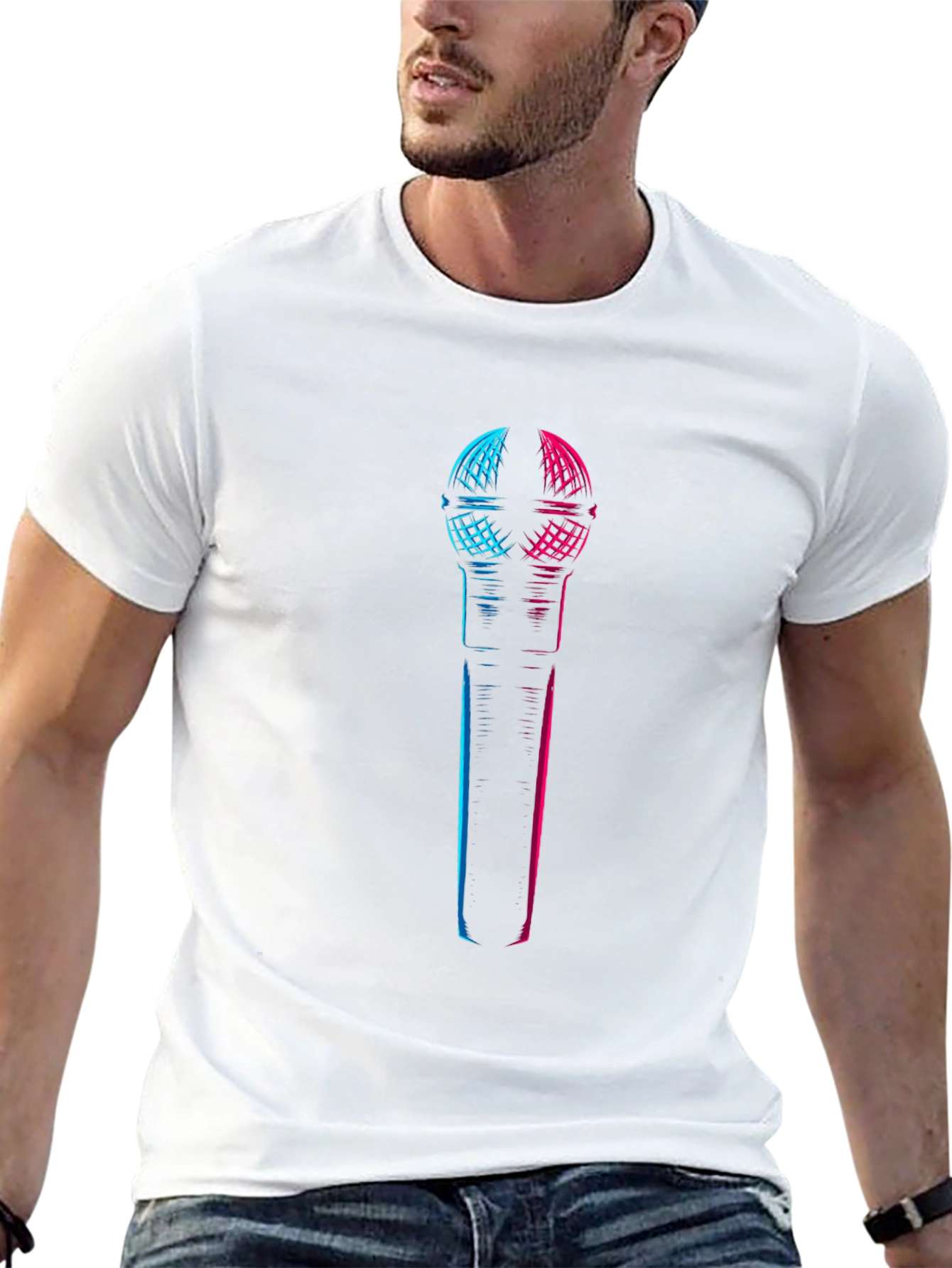 Neon Microphone Graphic Tee - Black