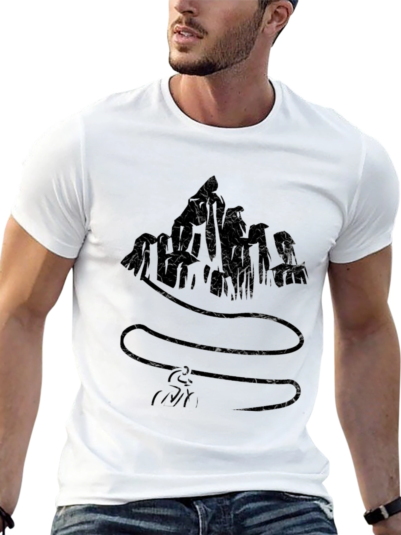 Textured Graphic Black T-Shirt
