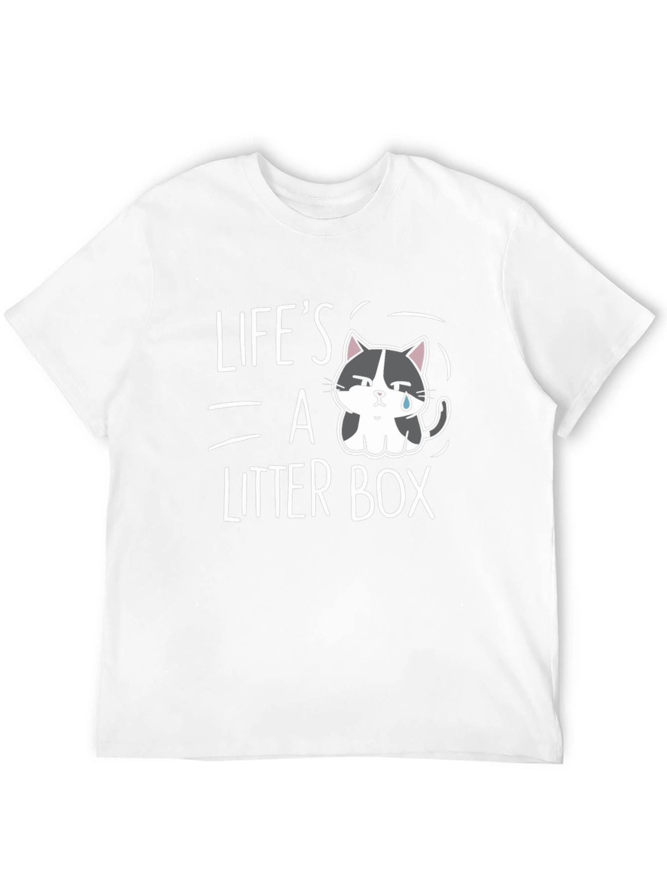 Lifes A Litter Box T-Shirt - Sad Cat Design