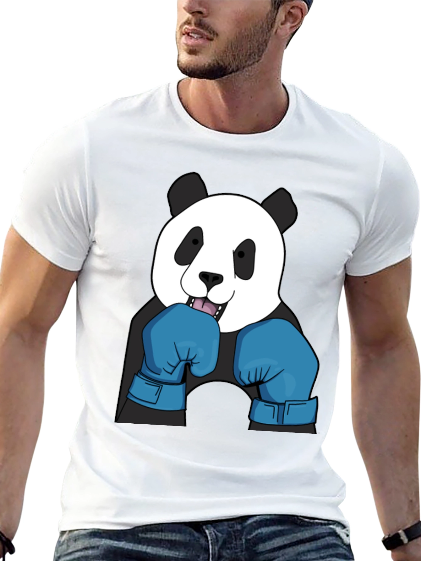 Panda Boxer T-Shirt - Black Cotton Tee