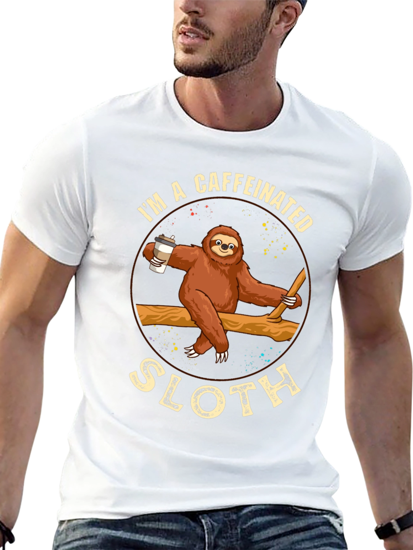 Caffeinated Sloth Graphic T-Shirt - Unisex