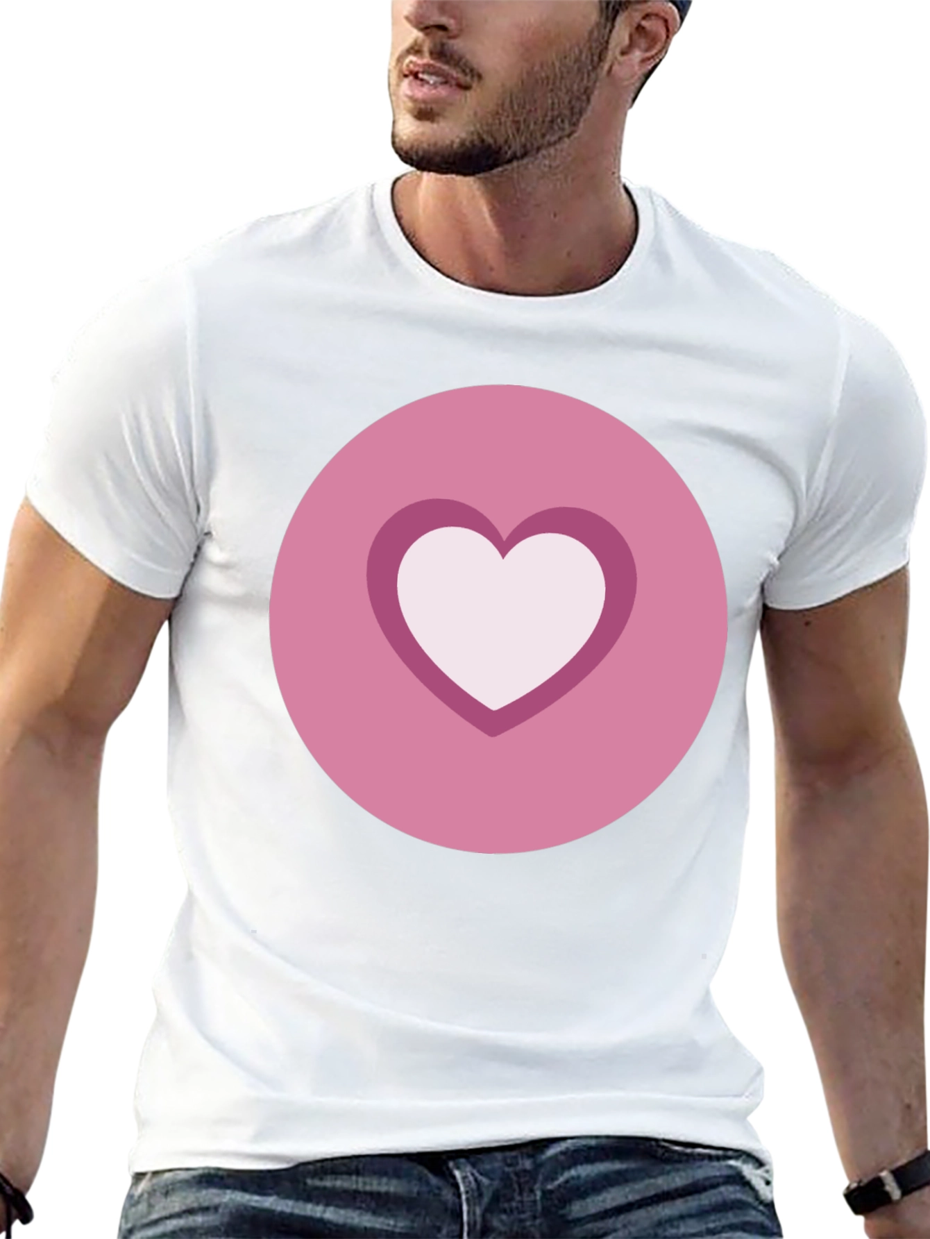 Heart Circle Graphic Tee - Casual Black Shirt
