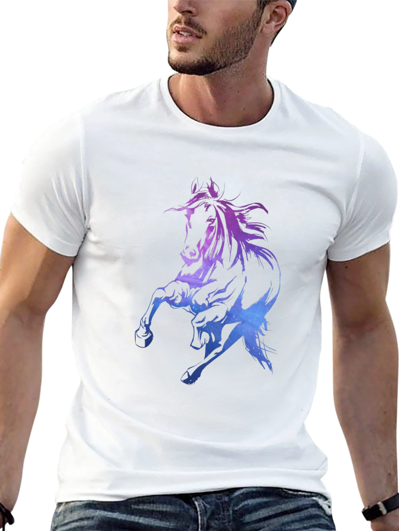 Galaxy Horse Graphic Tee - Black