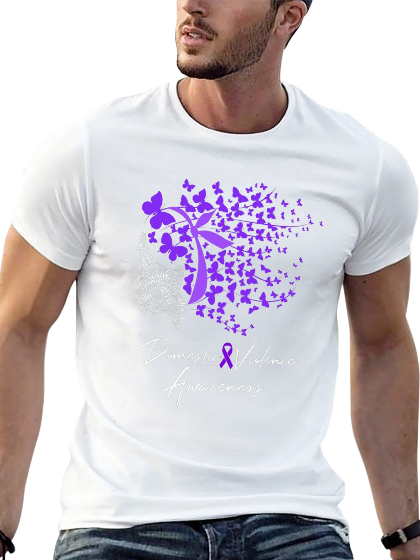 Domestic Violence Awareness Butterfly Ribbon T-Shirt