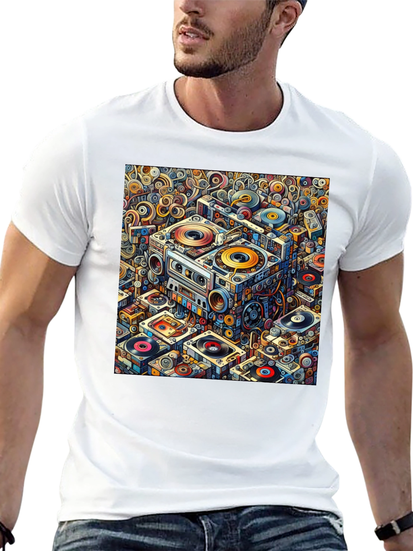 Retro Music Pattern Graphic Tee