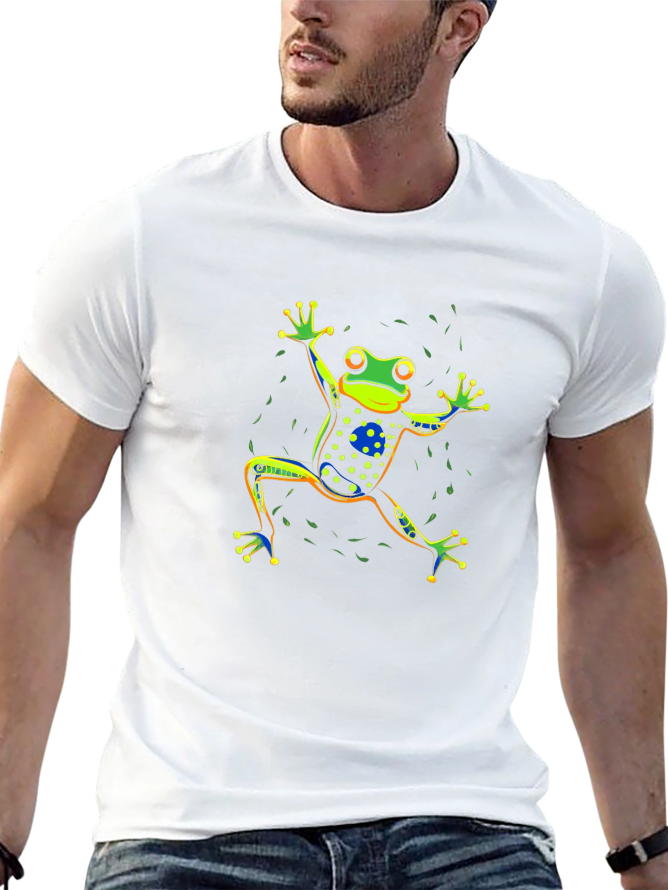 Vibrant Frog Graphic Black T-Shirt