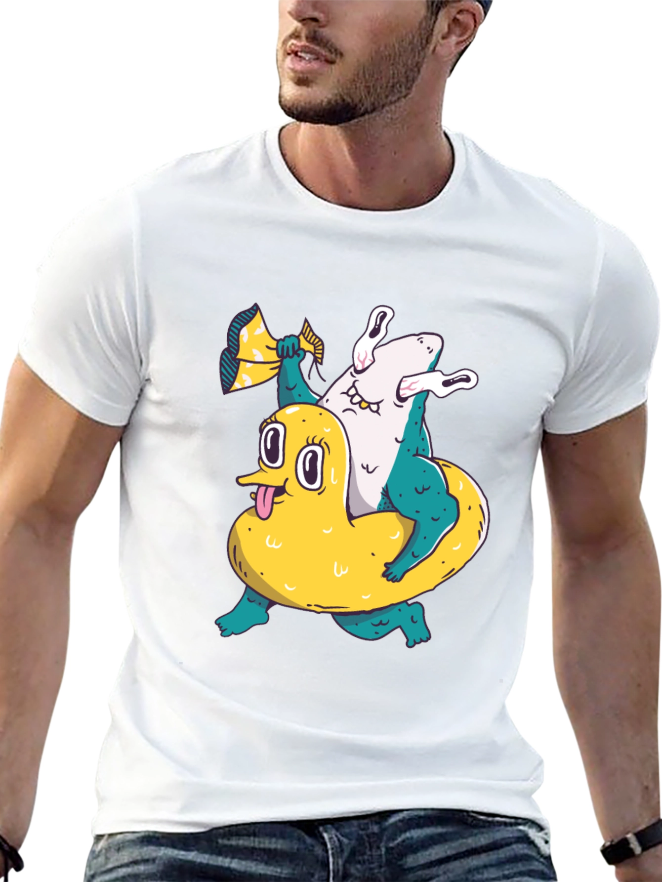 Duck & Shark T-Shirt - Unique Graphic Tee