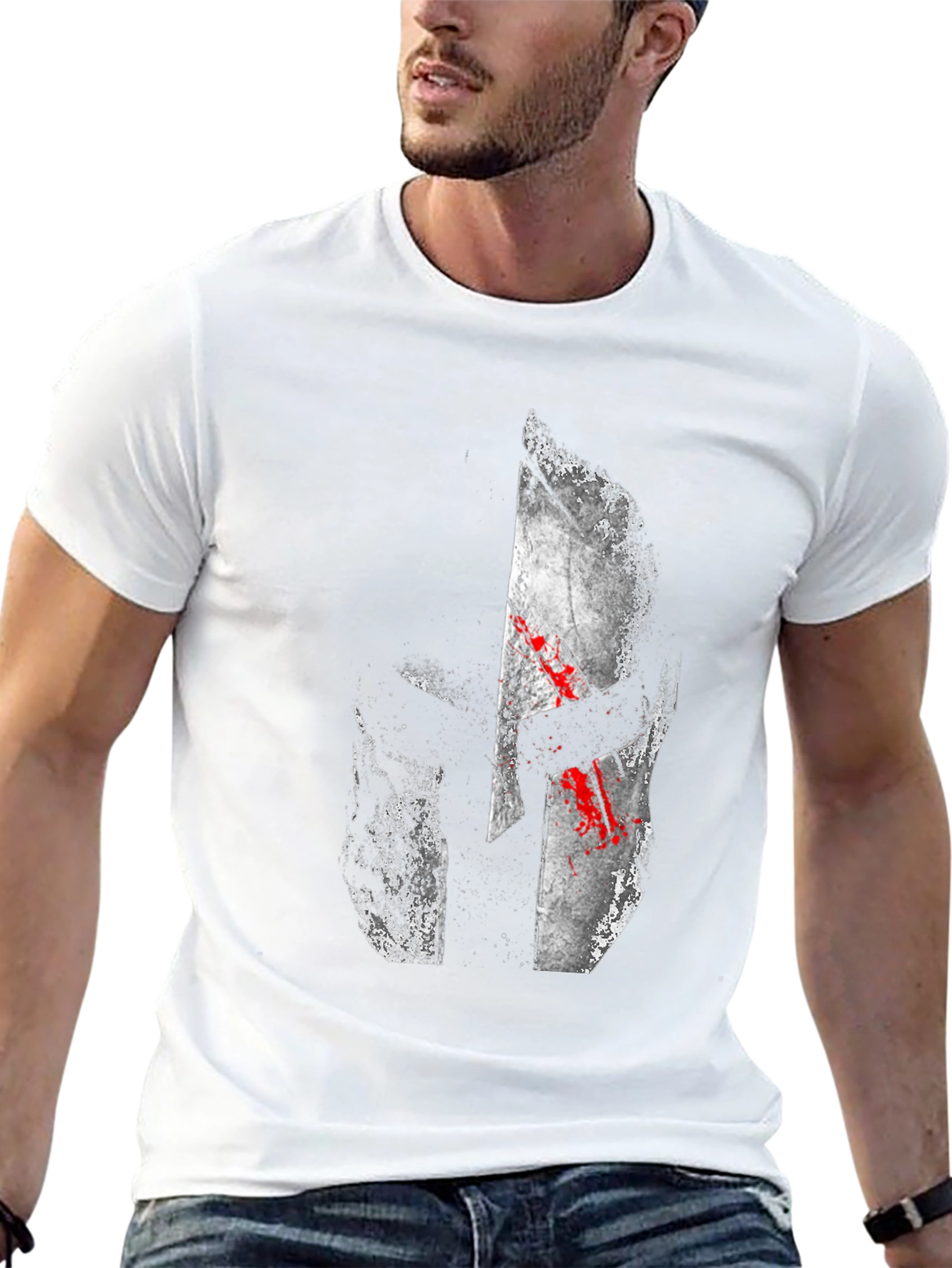 Spartan Helmet Graphic T-Shirt - Black