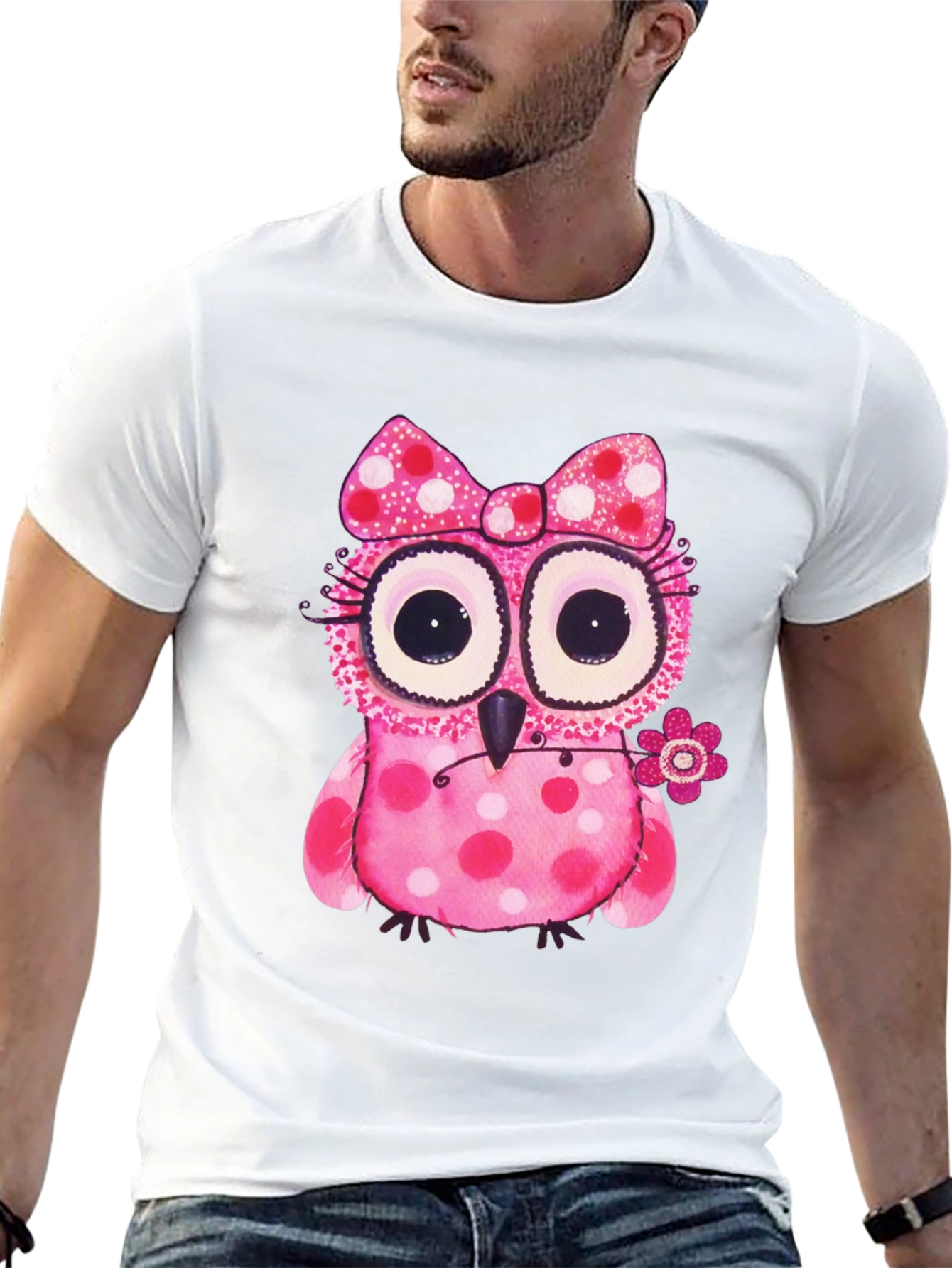 Cute Pink Polka Dot Owl T-Shirt