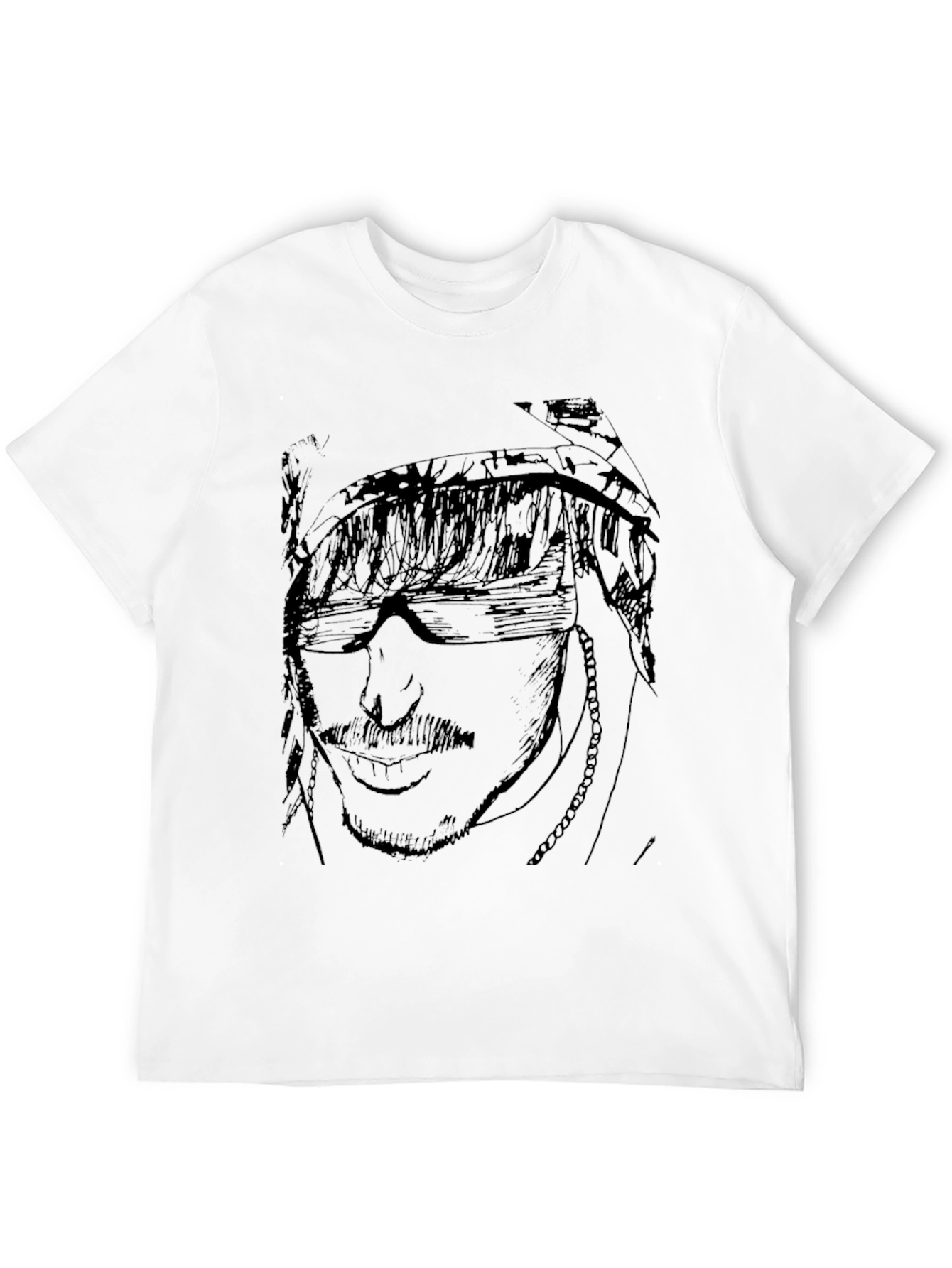 Black T-Shirt with Sketch Portrait Design