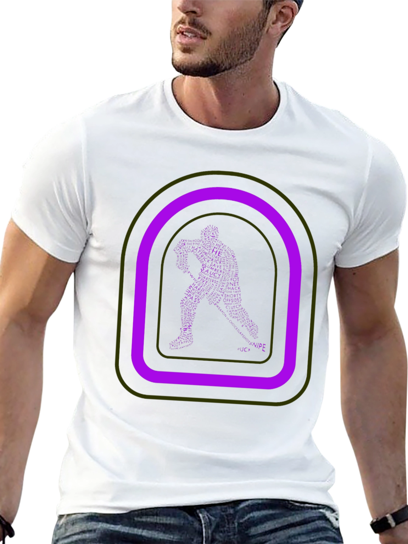 Unique Graphic Tee: Man Silhouette Retro Design