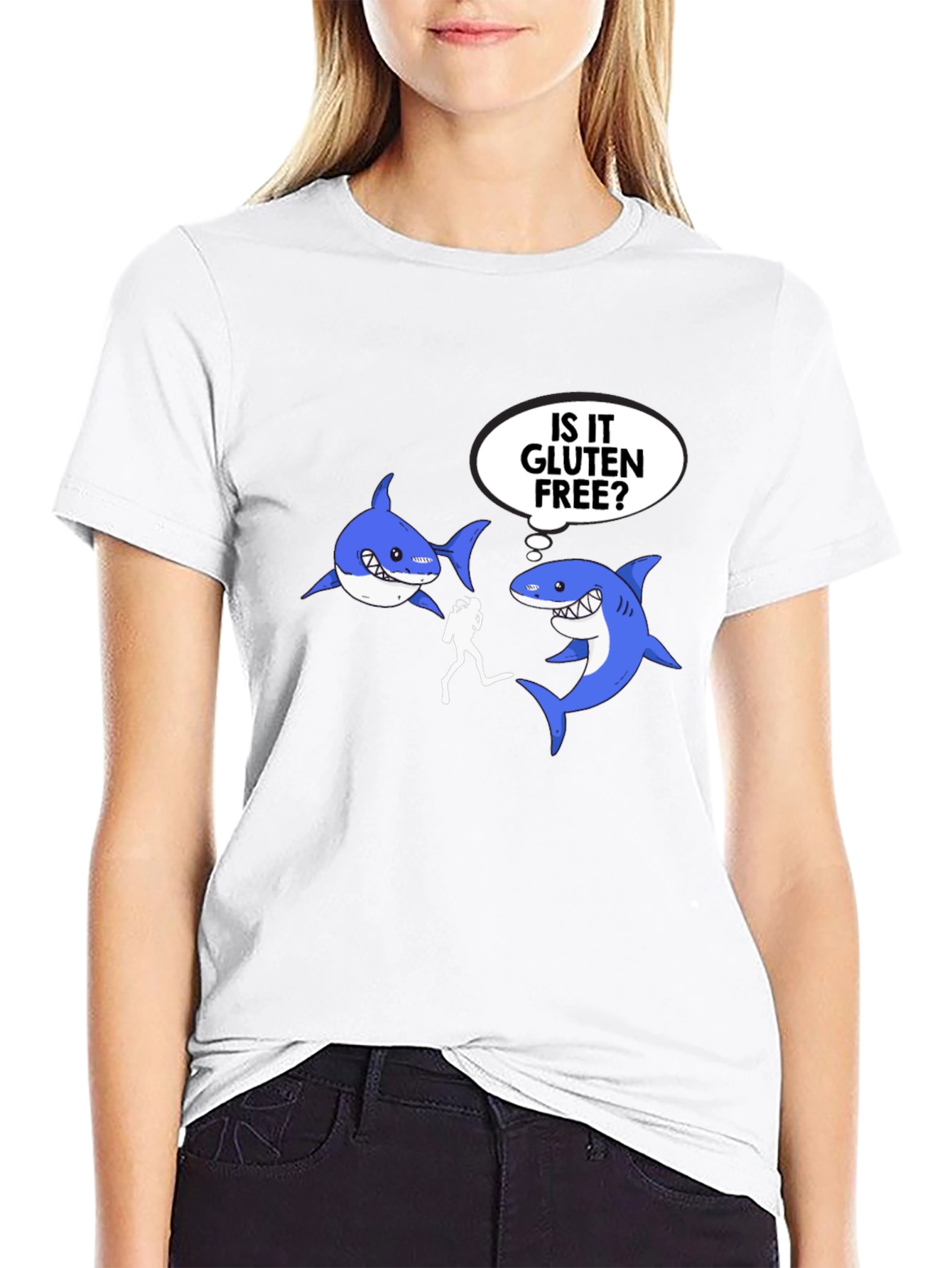 Gluten-Free Shark T-Shirt Diver Funny Design