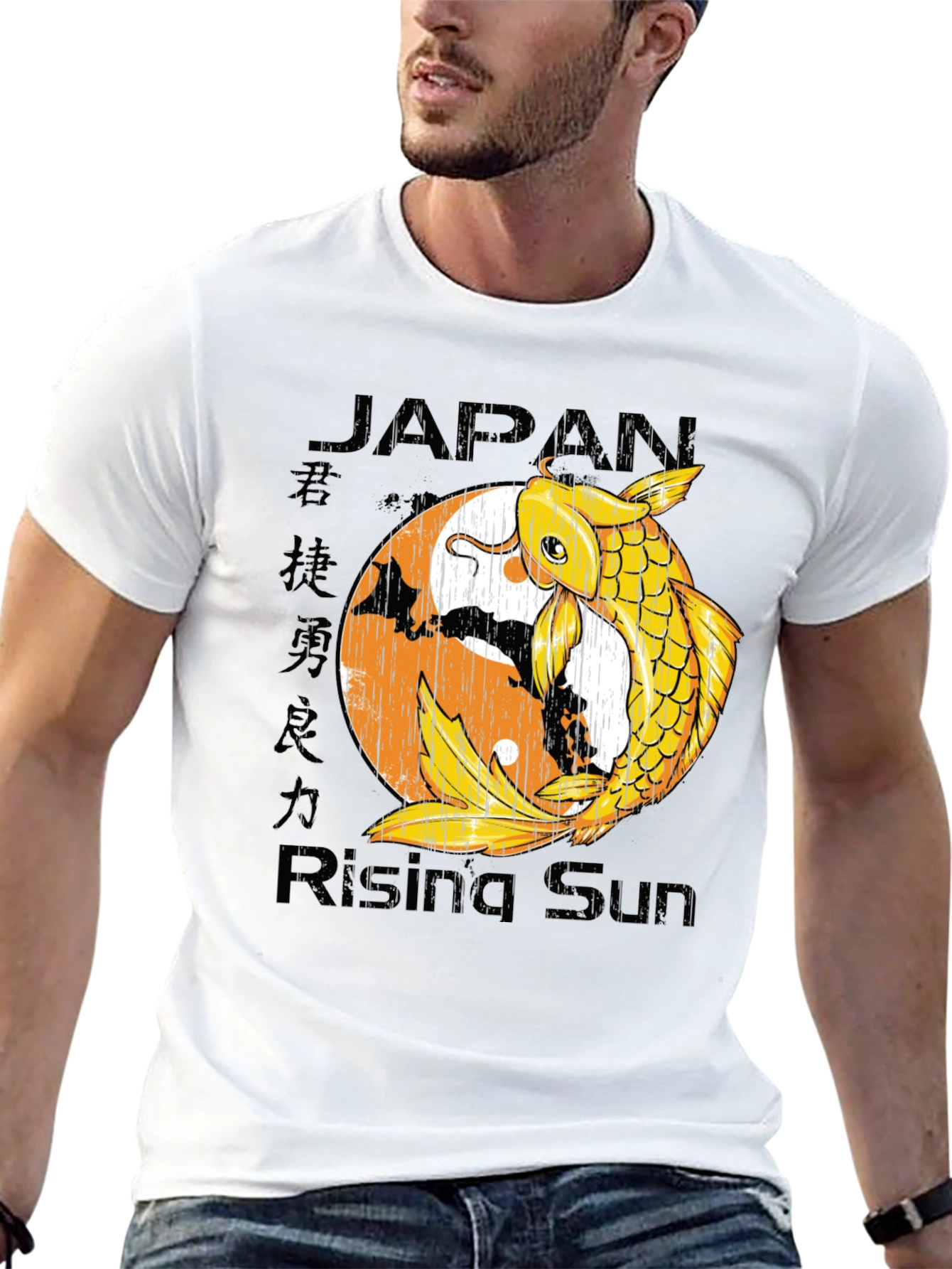 Japan Rising Sun Koi Fish Graphic Tee
