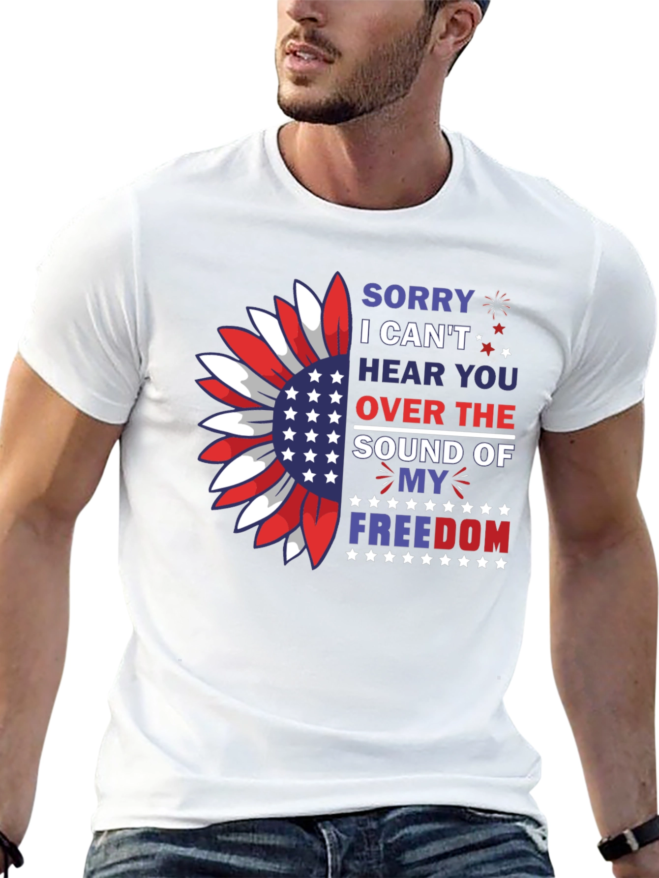 Patriotic Freedom T-Shirt - USA Sunflower Design