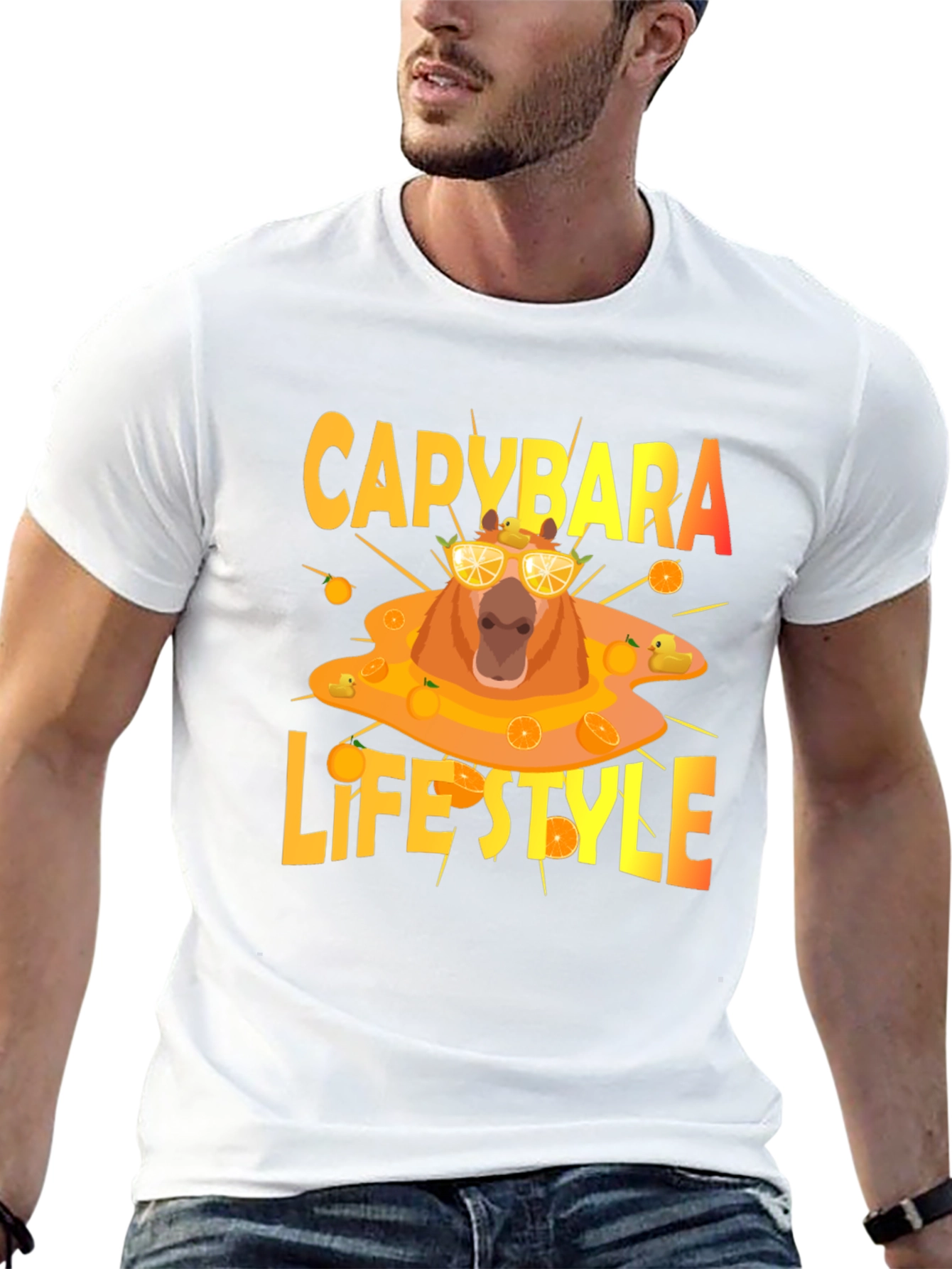 Capybara Lifestyle T-Shirt - Cool Orange Theme