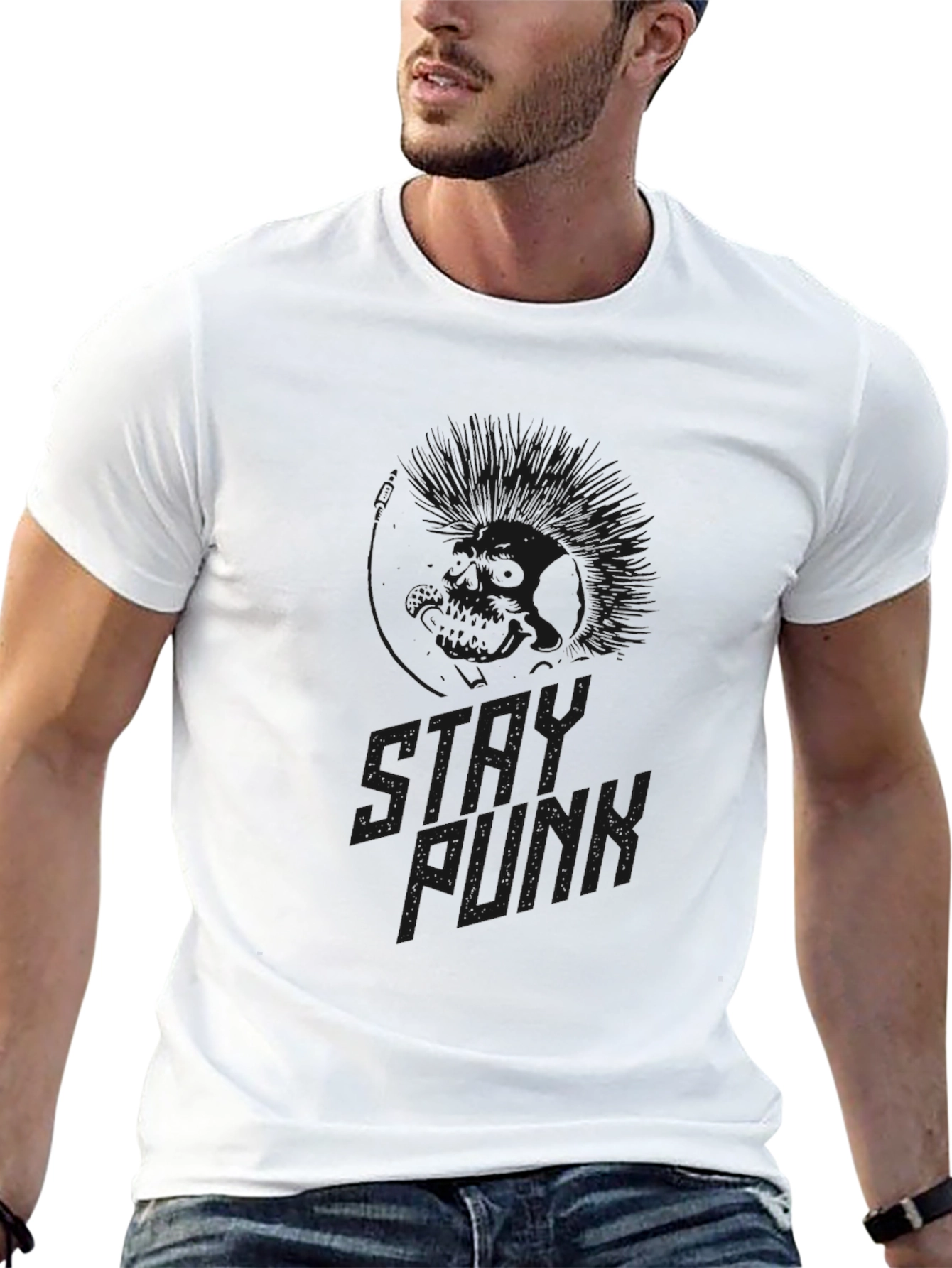Stylish Black Star Punk Graphic Tee