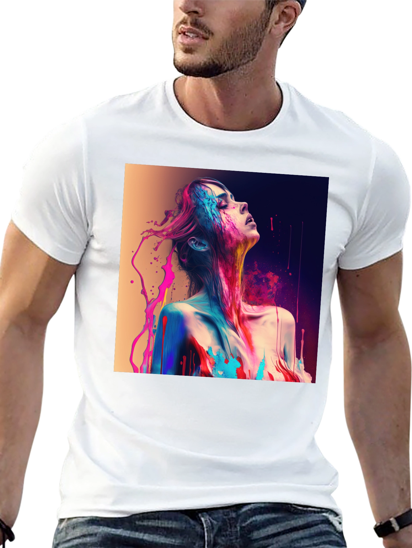 Artistic Paint Splatter Graphic T-Shirt