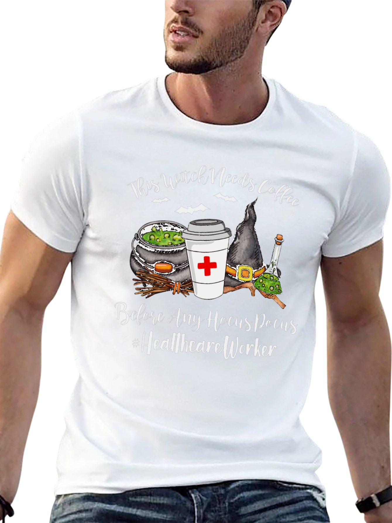 Witch Needs Coffee T-Shirt - Healthcare Worker Halloween