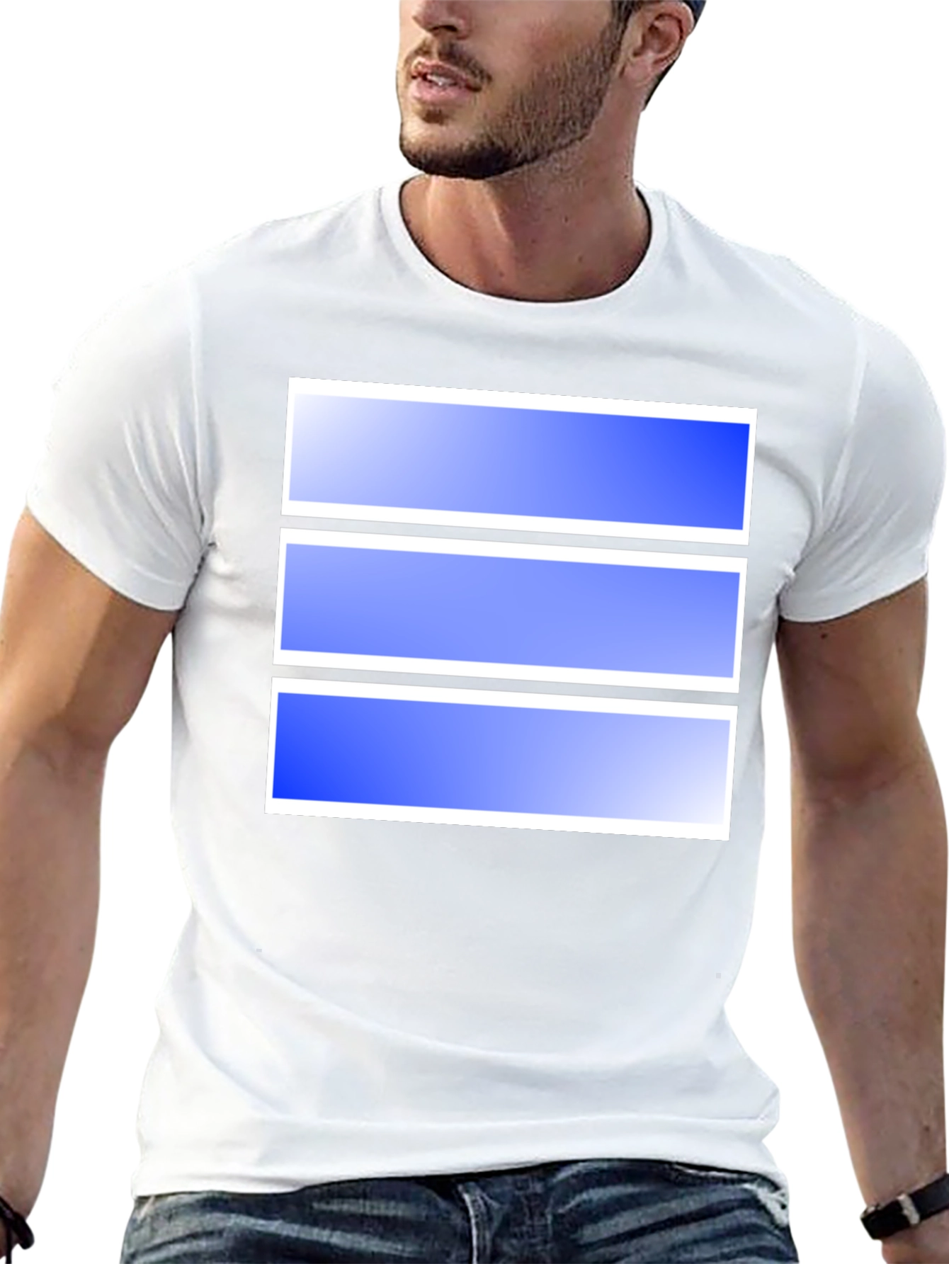 Modern Graphic Tee - Blue Stripes Black Shirt