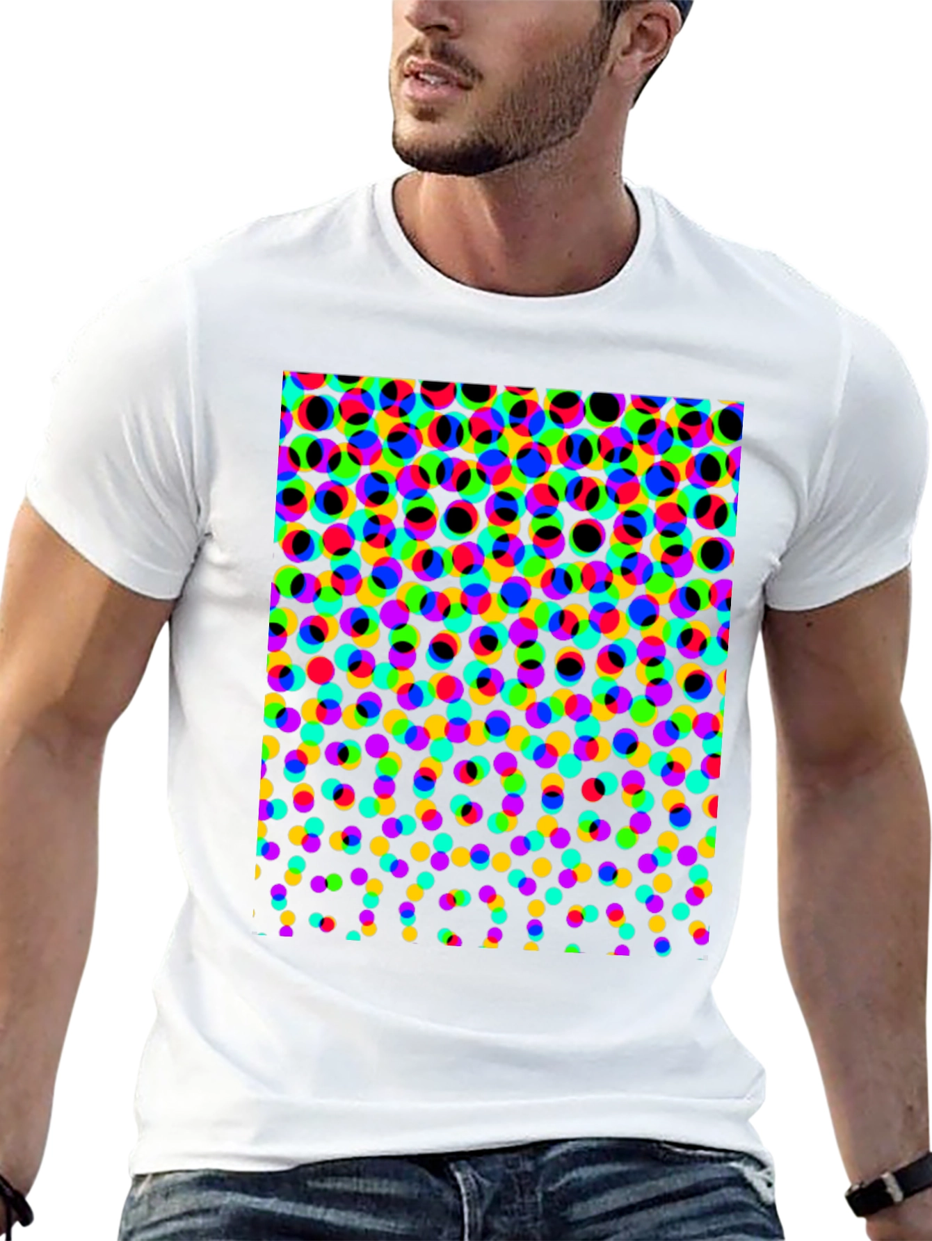 Retro Dot Matrix Print Black T-Shirt