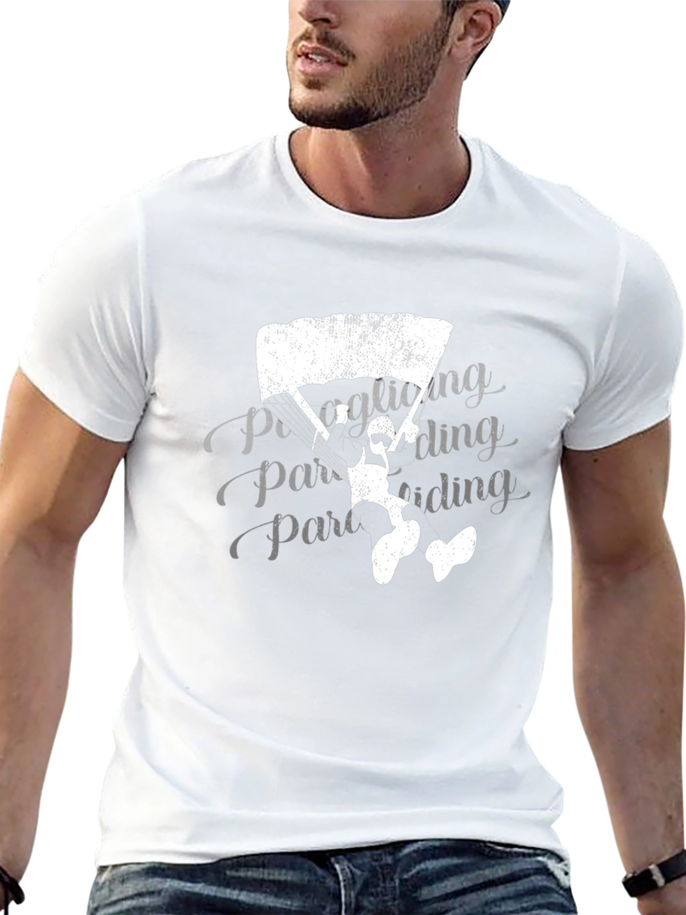 Paragliding Graphic Tee - Black Cotton T-Shirt
