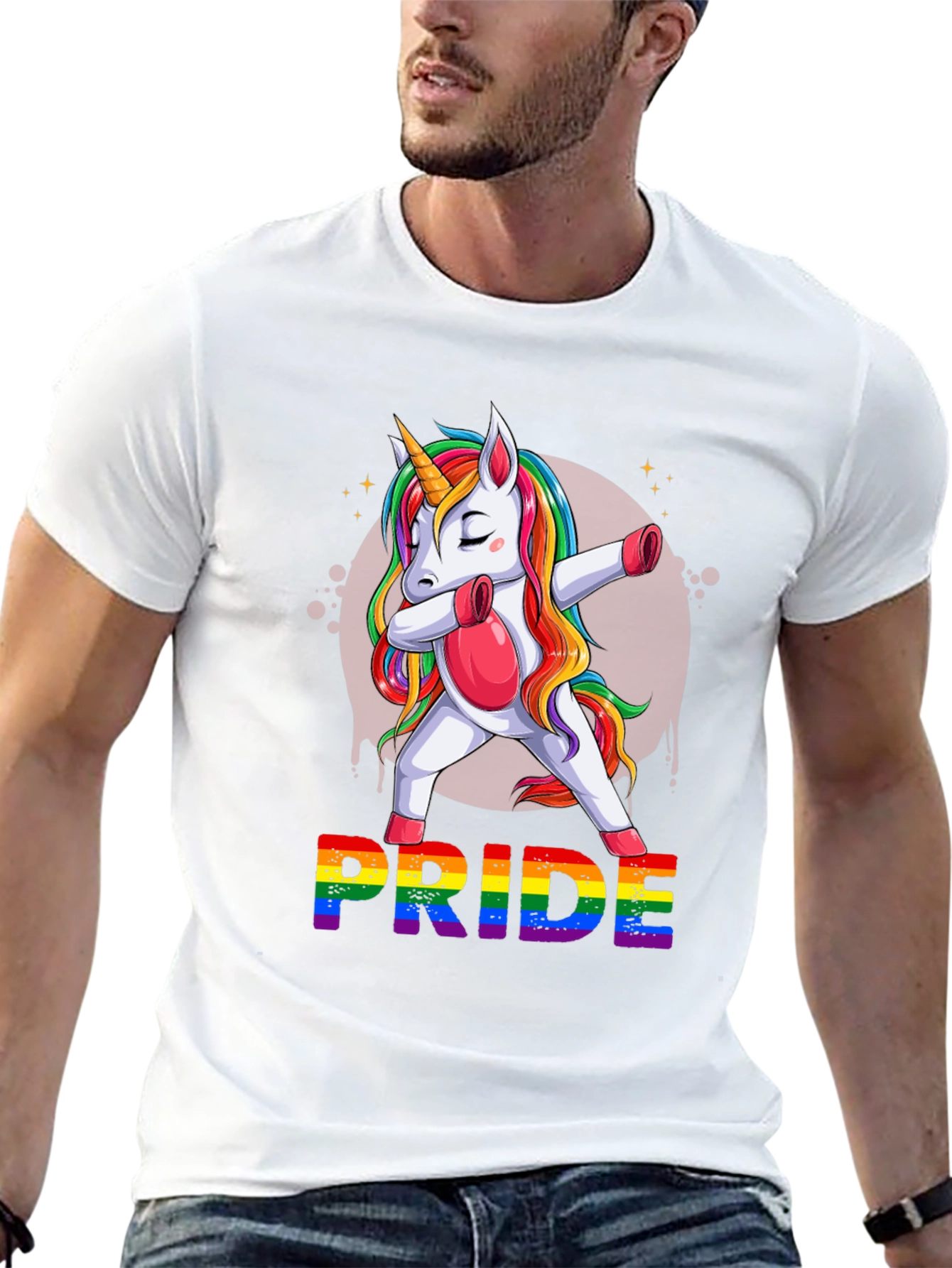 Pride Unicorn Dabbing Graphic T-Shirt