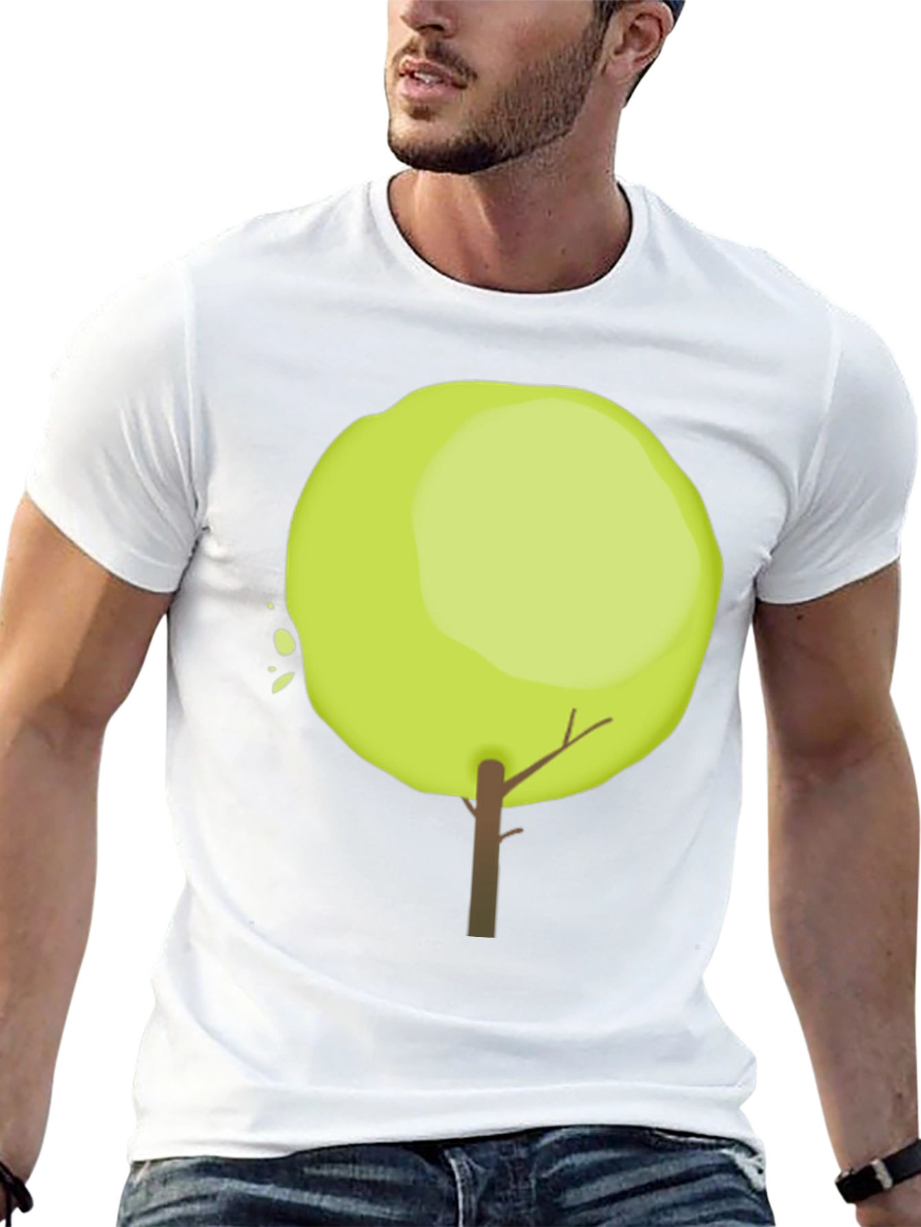 Tree Graphic Black Cotton Casual T-Shirt