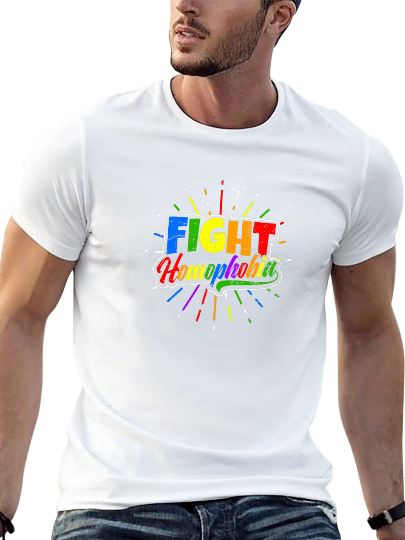 Fight Homophobia Rainbow Graphic Tee