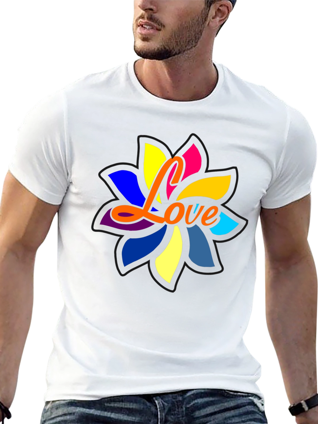 Love Flower Graphic Black T-Shirt
