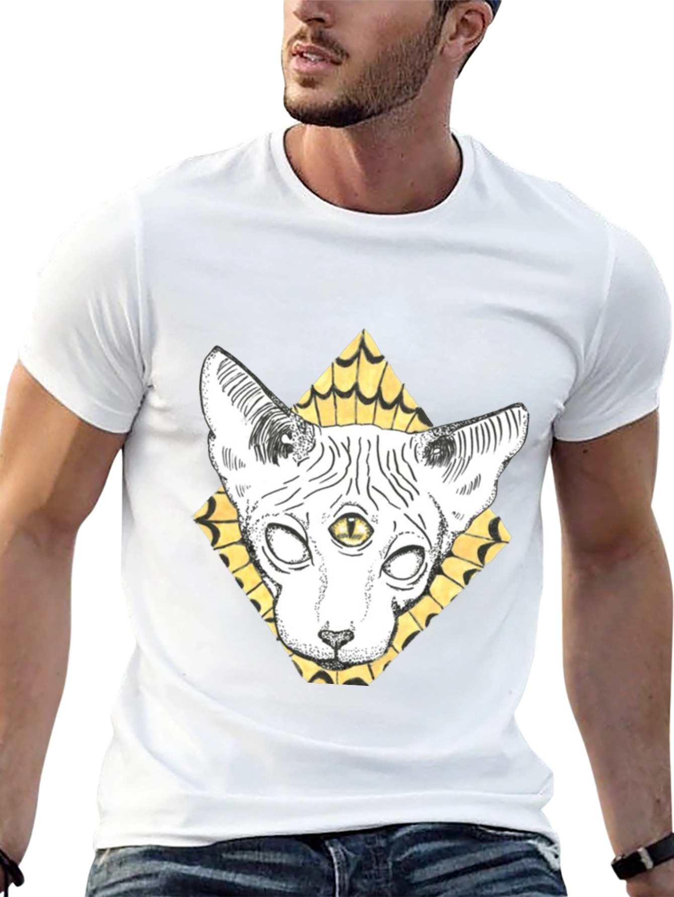 Third Eye Cat Graphic Tee - Unique Design