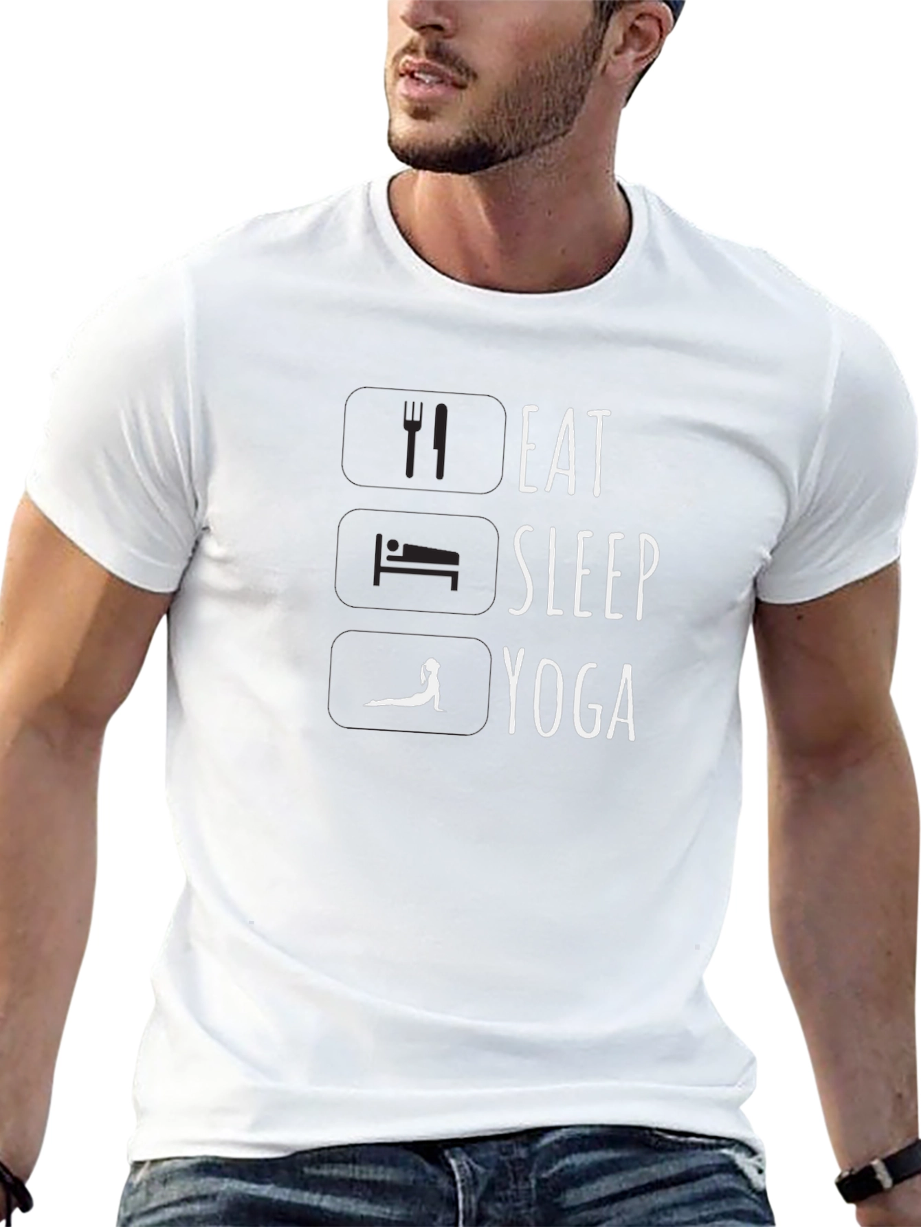 Eat Sleep Yoga Black T-Shirt - Mens Graphic Tee
