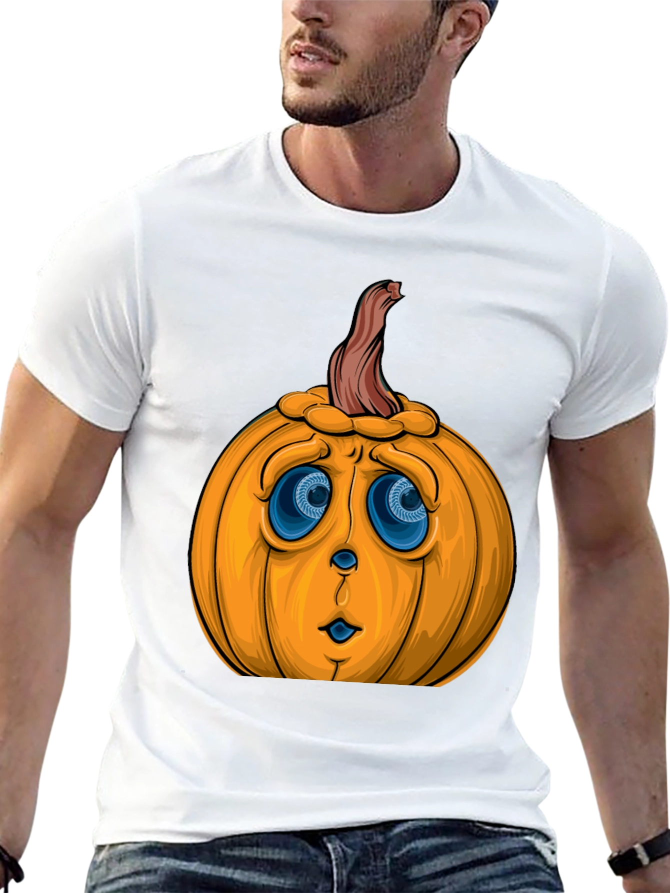 Sad Pumpkin Face Halloween T-Shirt