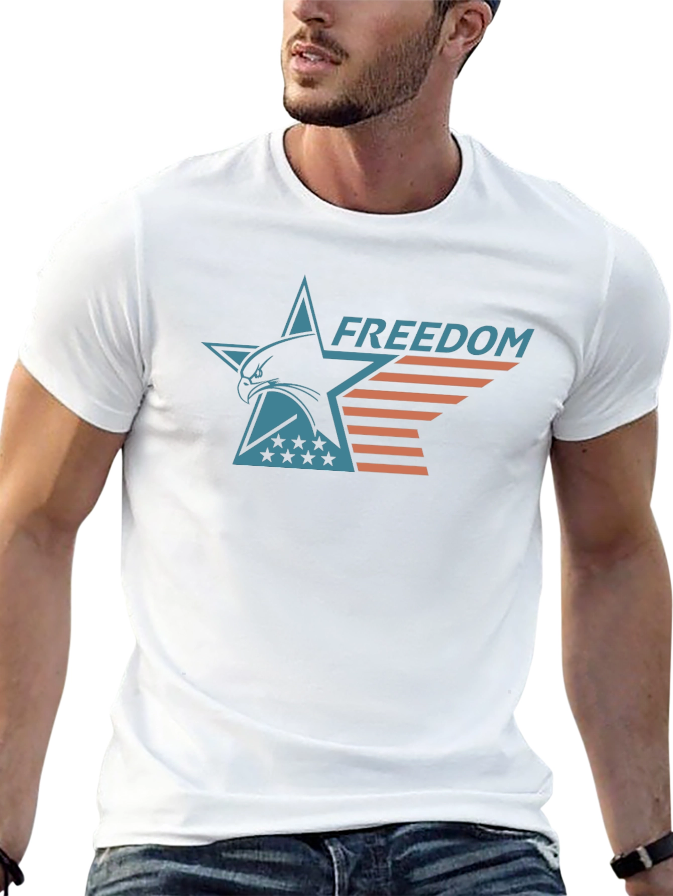 Freedom Eagle Graphic Tee - Black Cotton Blend