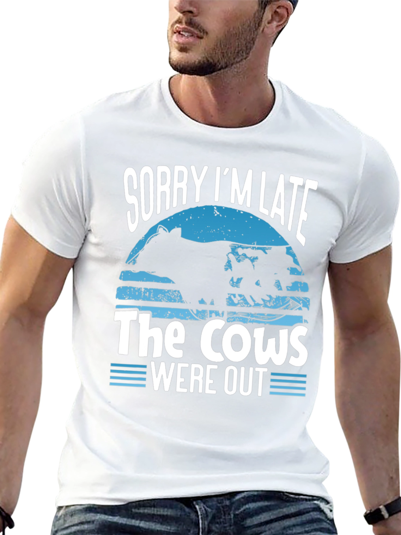 Sorry Im Late Cows Out Graphic Tee