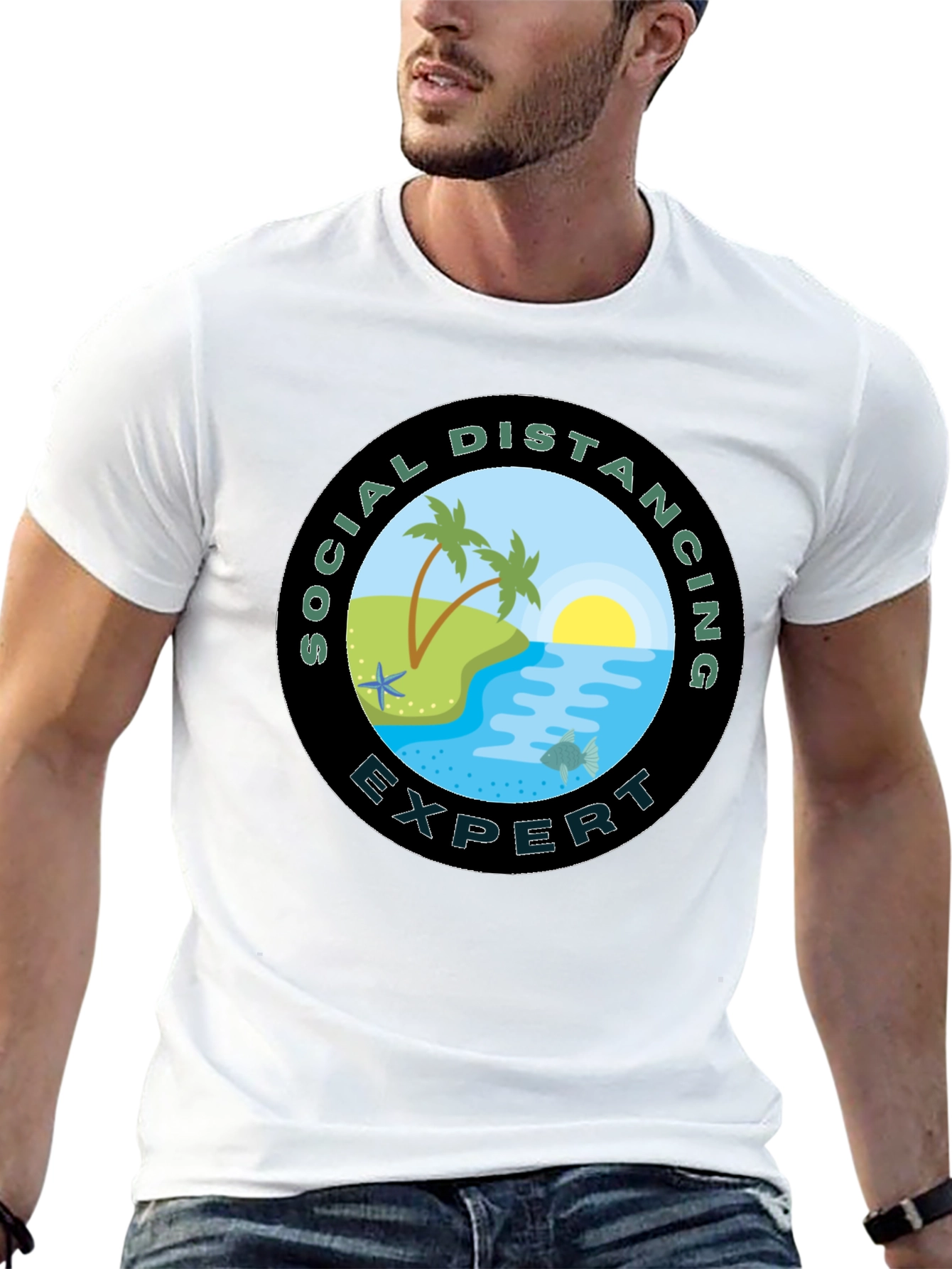 Social Distancing Expert Black T-Shirt
