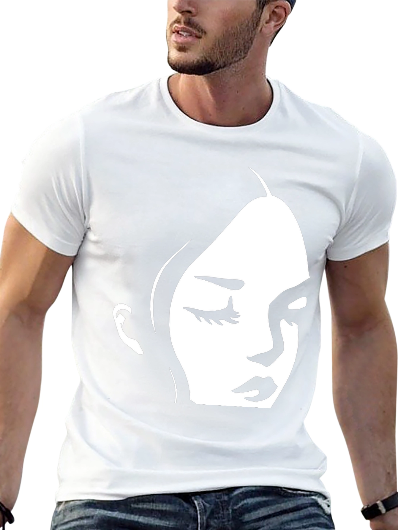 Black T-Shirt with Minimalist Face Design