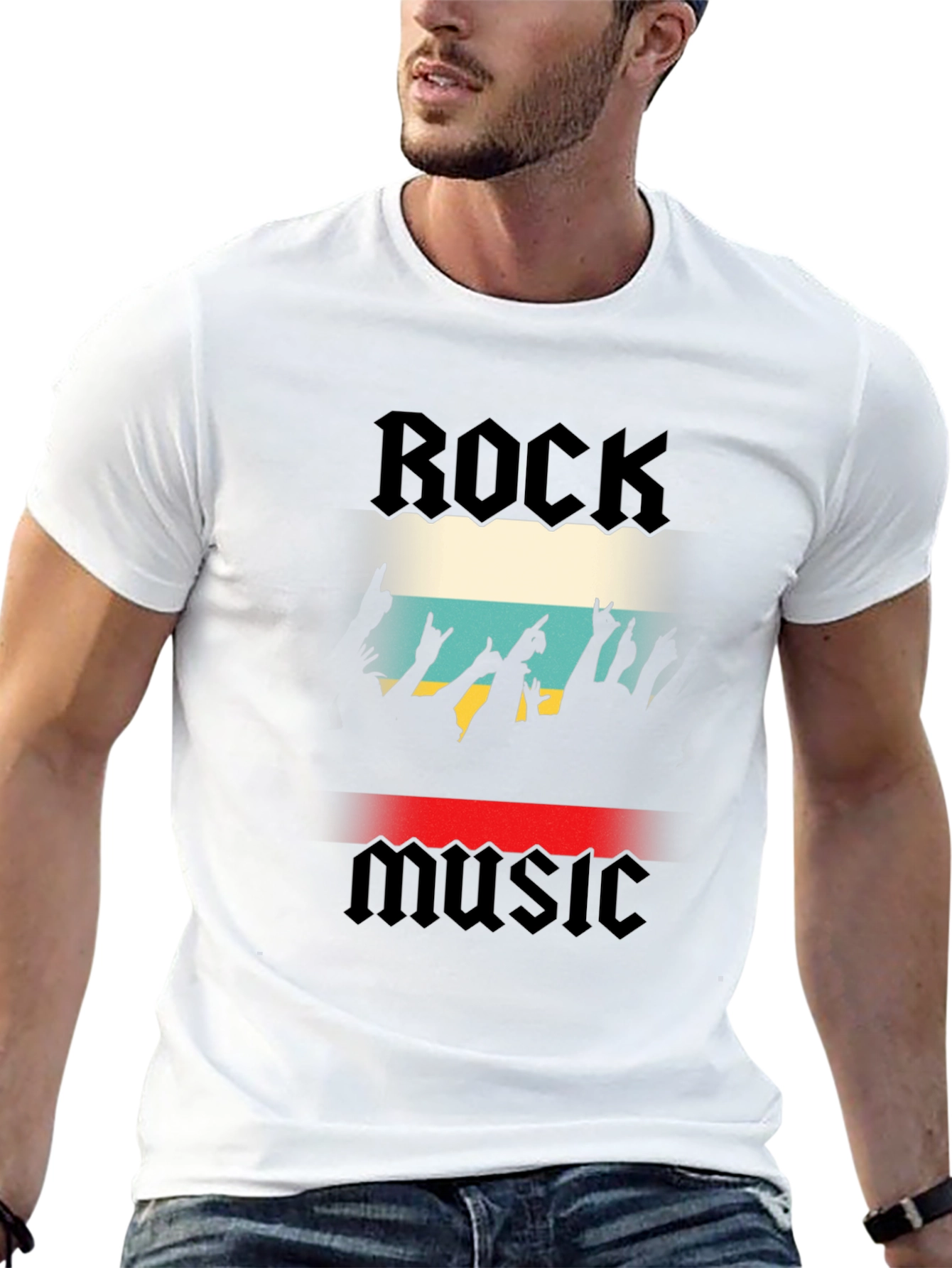Rock Music Graphic Print Black T-Shirt