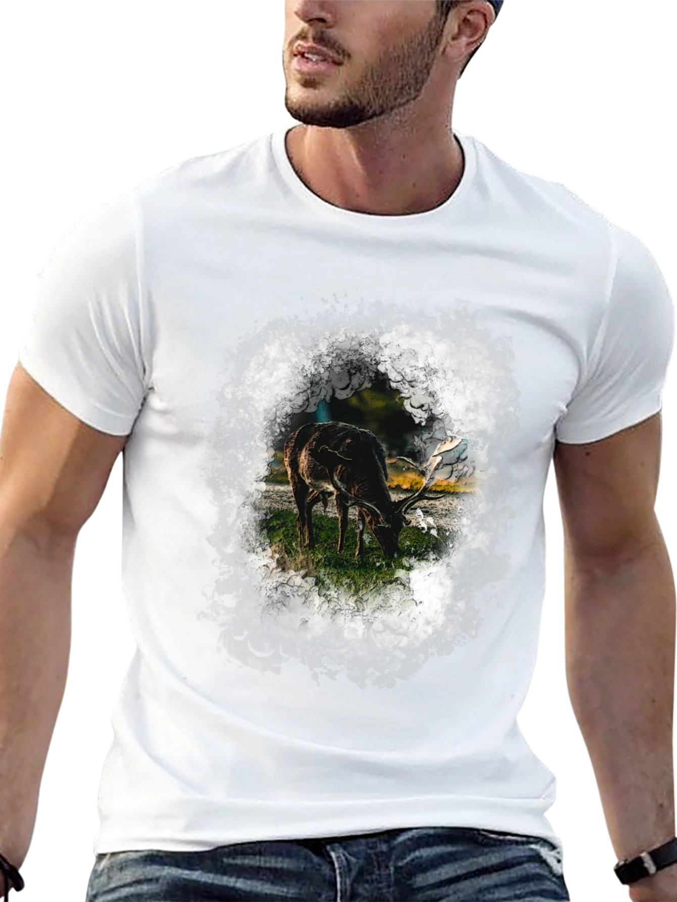 Deer Graphic T-Shirt - Wildlife Print Tee