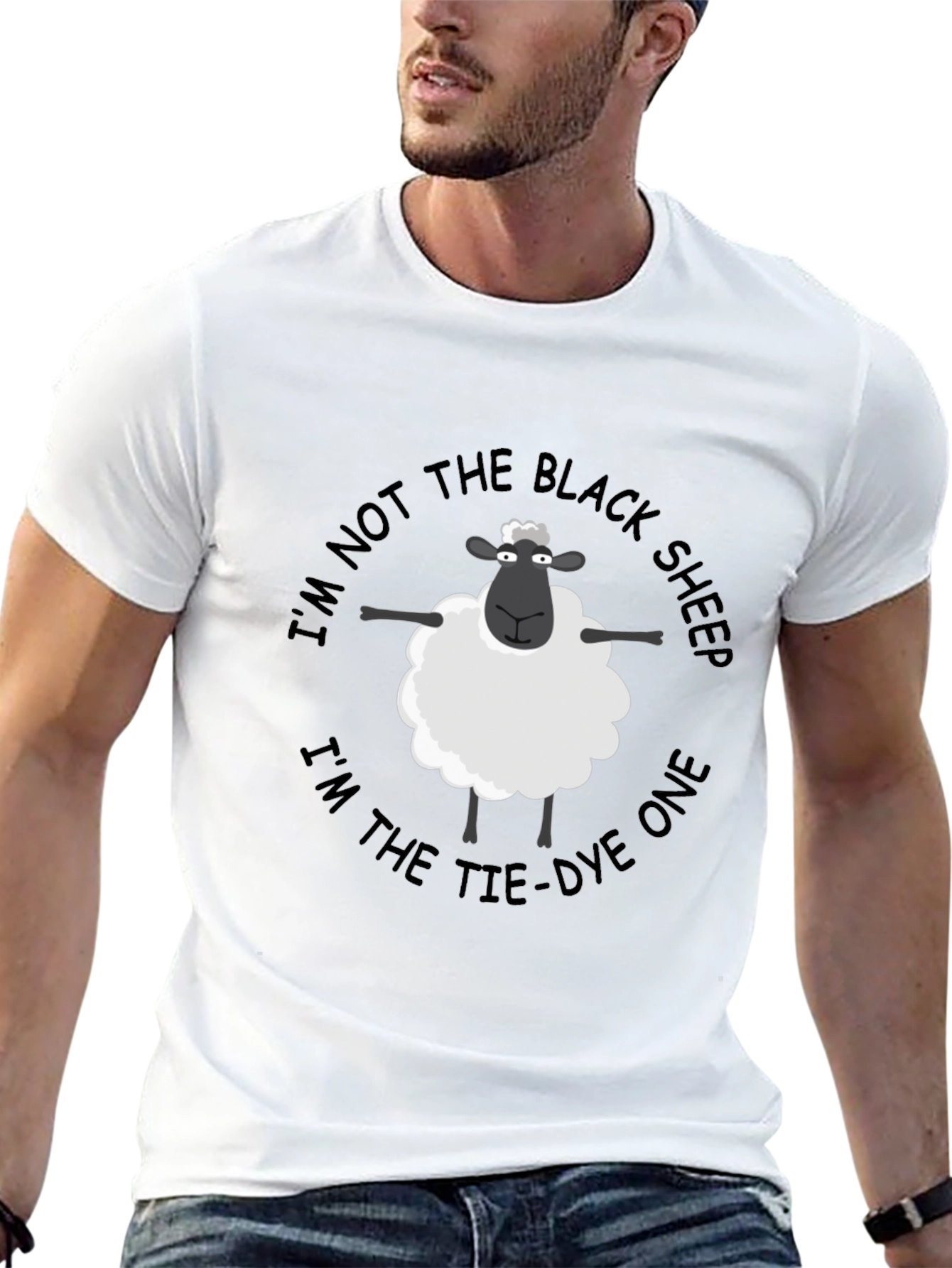 Funny Tie-Dye Sheep T-Shirt - Not the Black Sheep