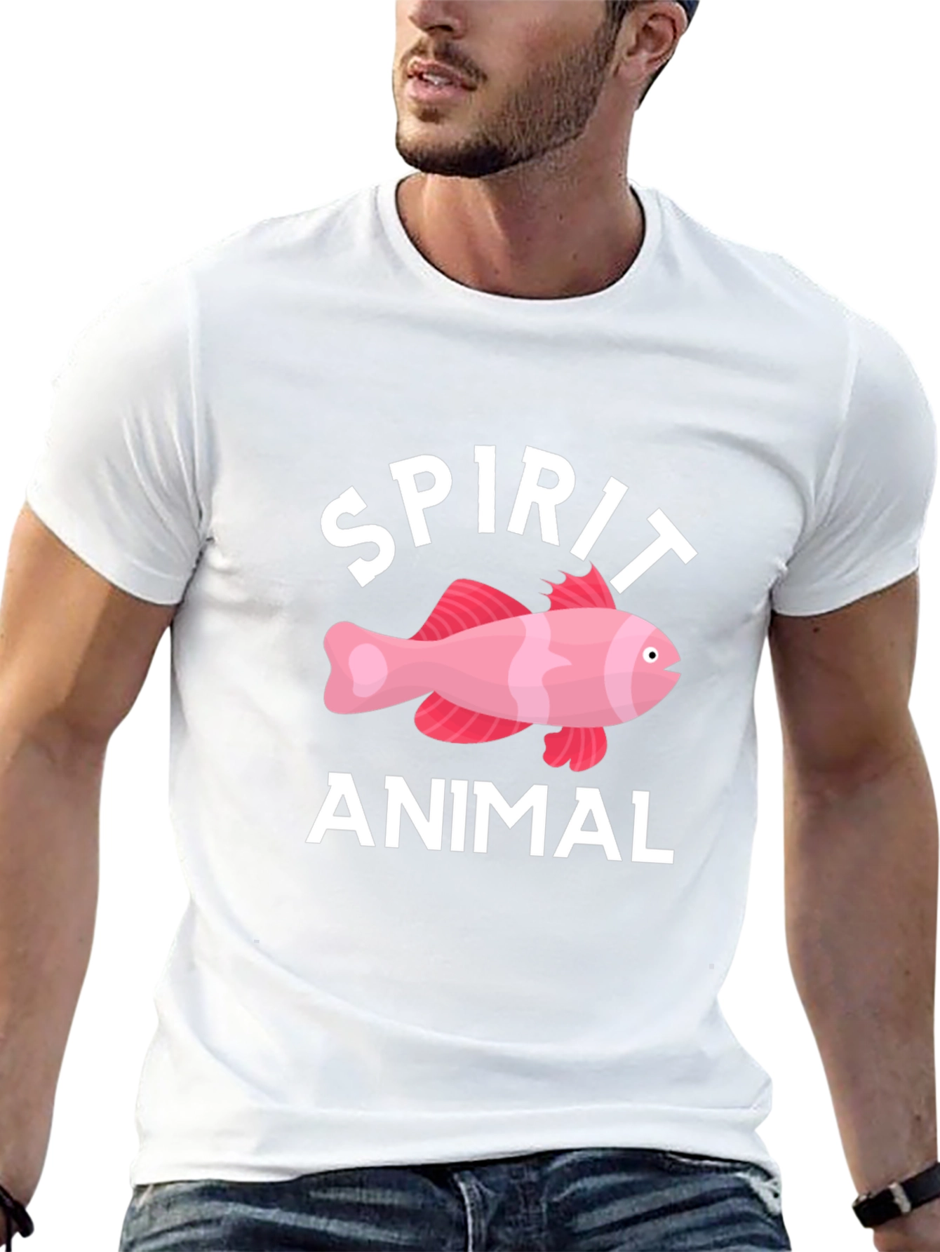 Spirit Animal Fish Graphic Tee - Black Cotton T-Shirt