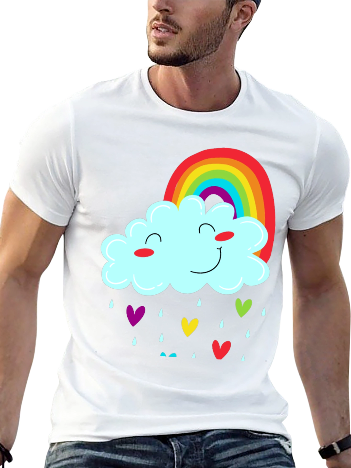 Rainbow Cloud Heart Rain T-Shirt